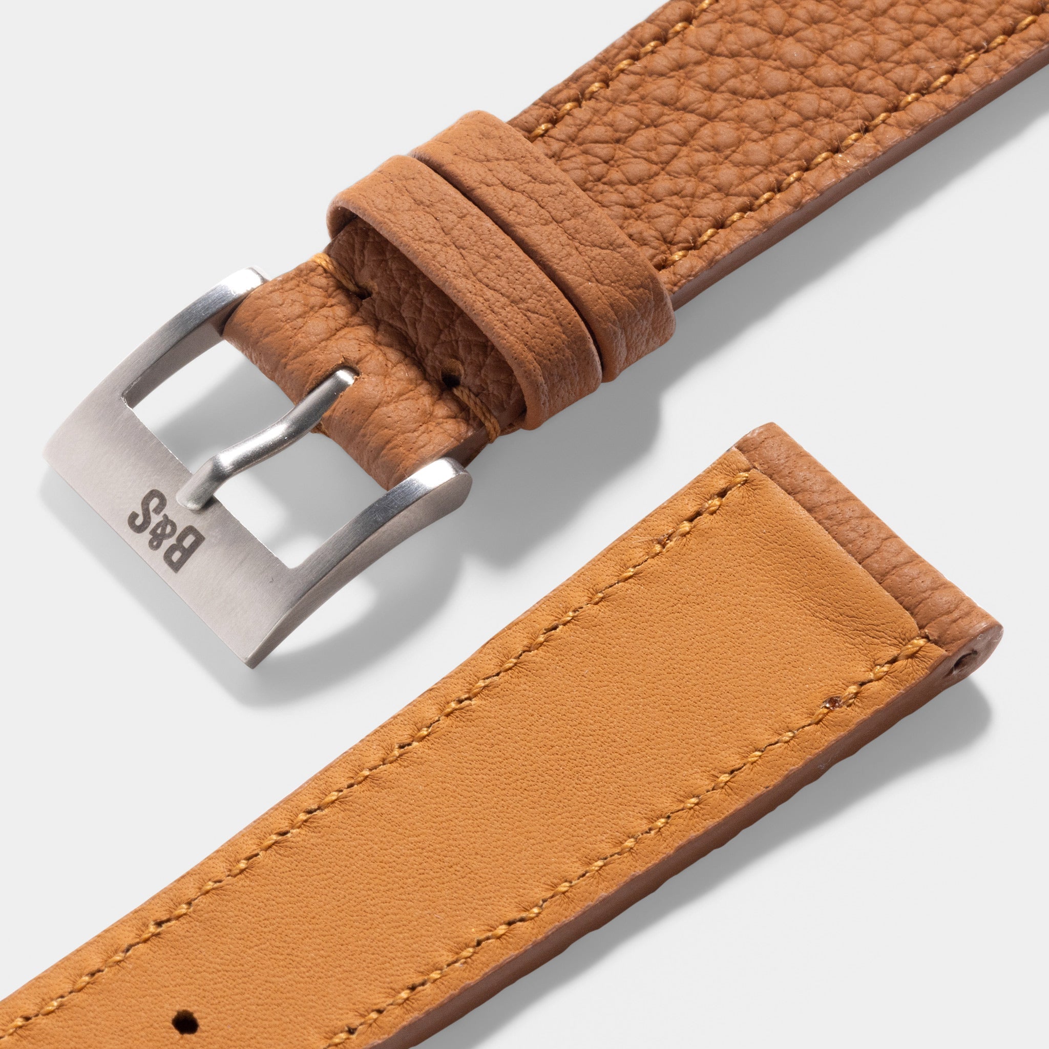 Togo Cognac Brown Tonal Leren Horlogeband