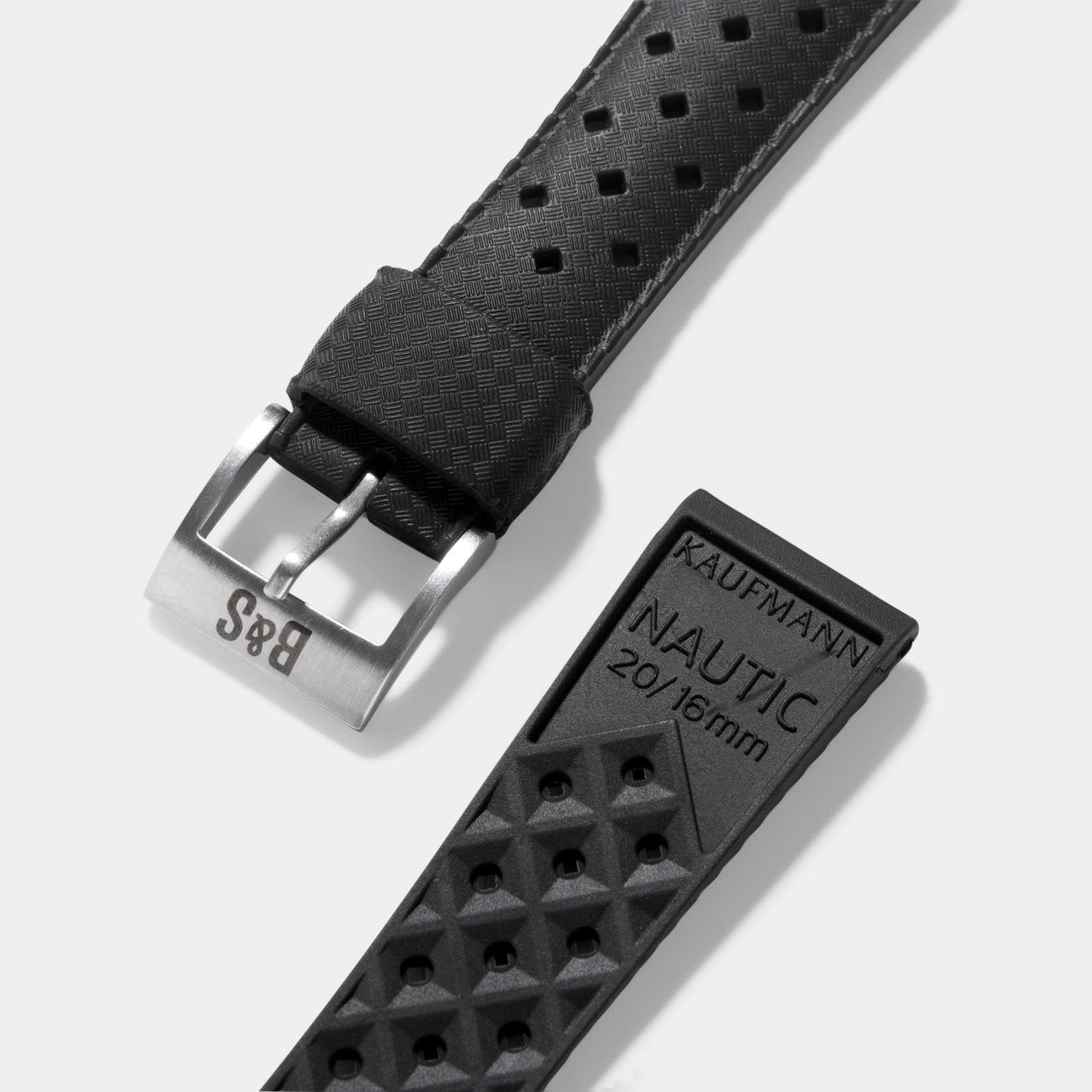 Nautic Basket Weave Zwart Rubber Style Horlogeband