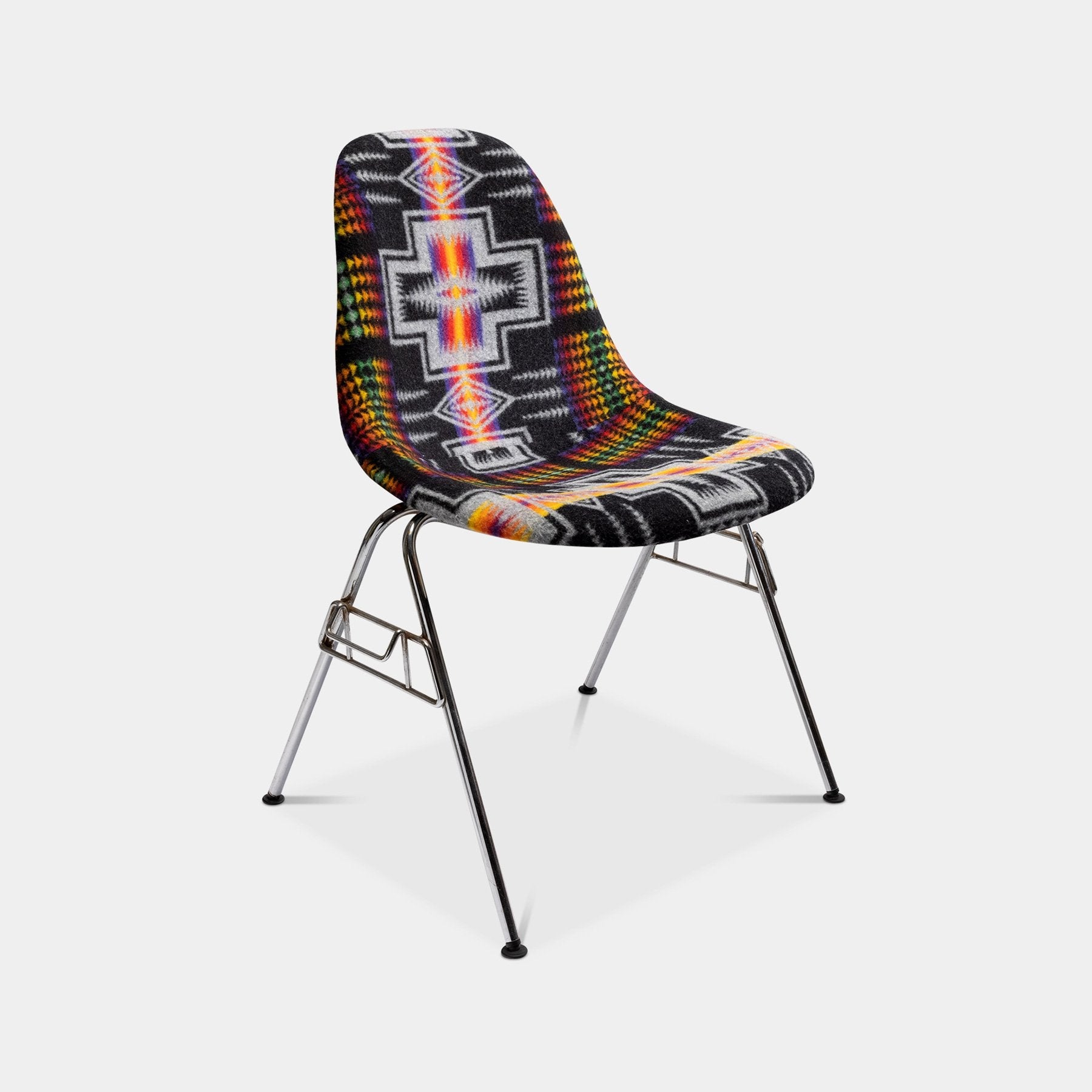 1970s Unique Pendleton Eames Side Chair Rainbow