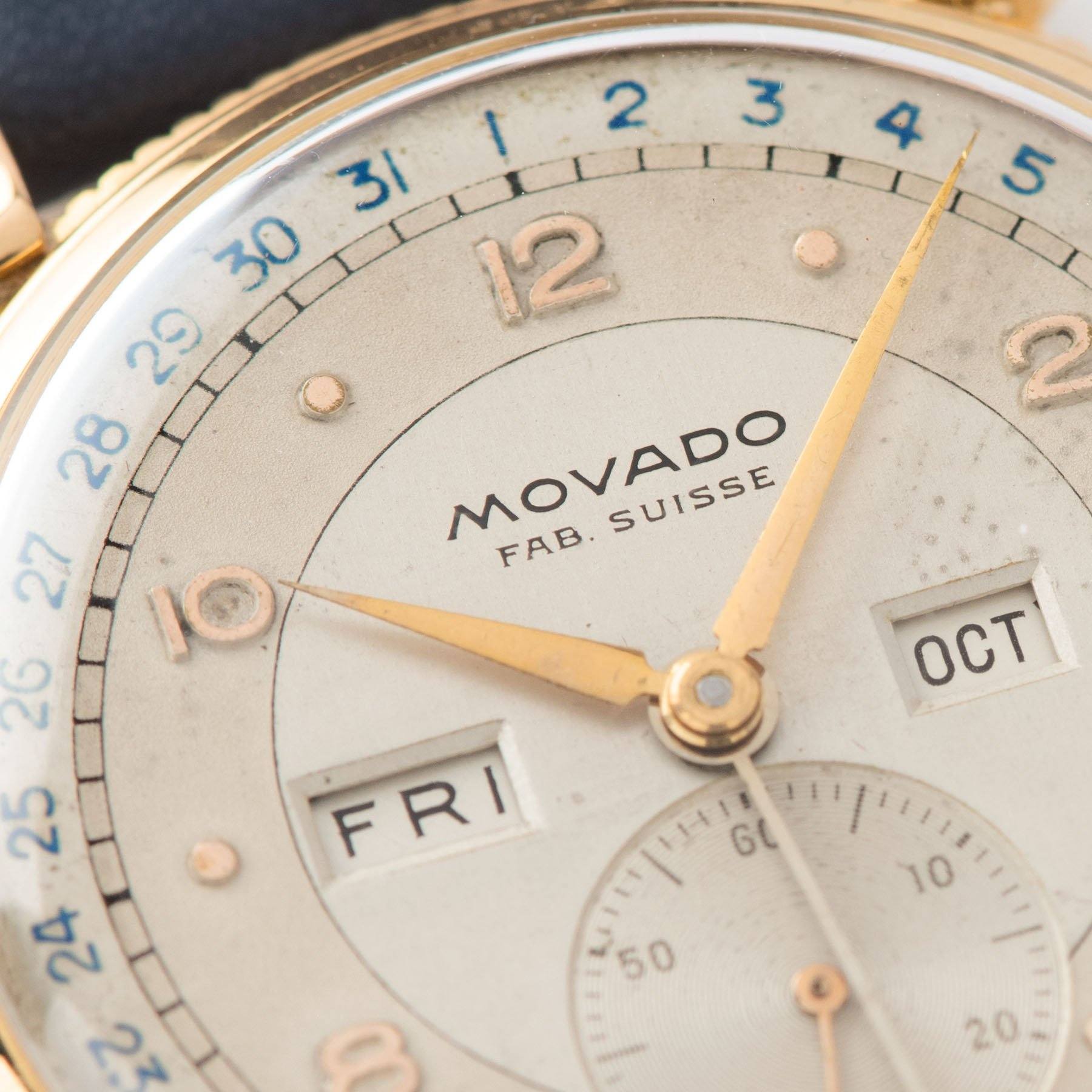 Movado Triple Calendar Pink Gold Dress Watch