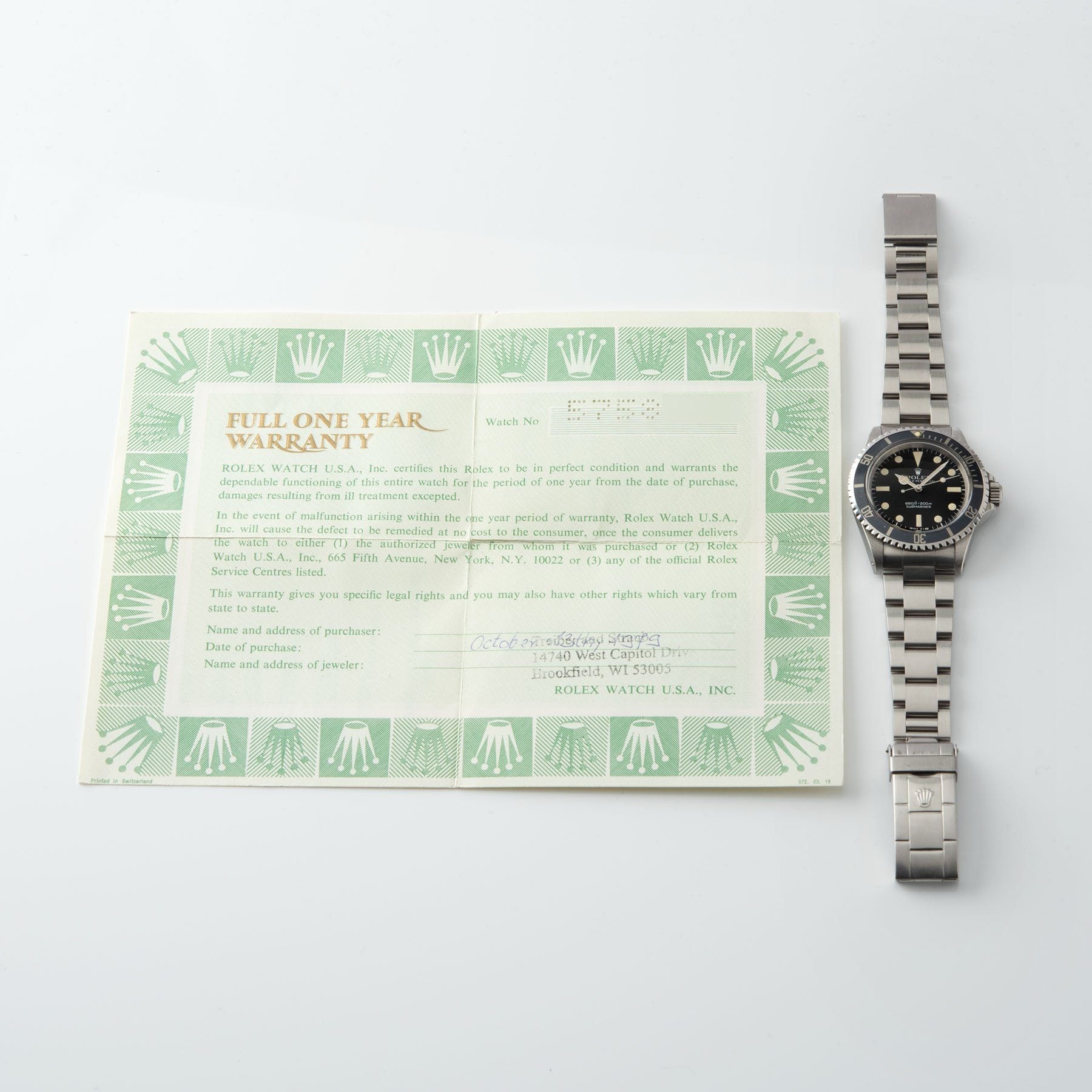 Rolex Submariner Mk 1 Maxi 5513 Box and Papers