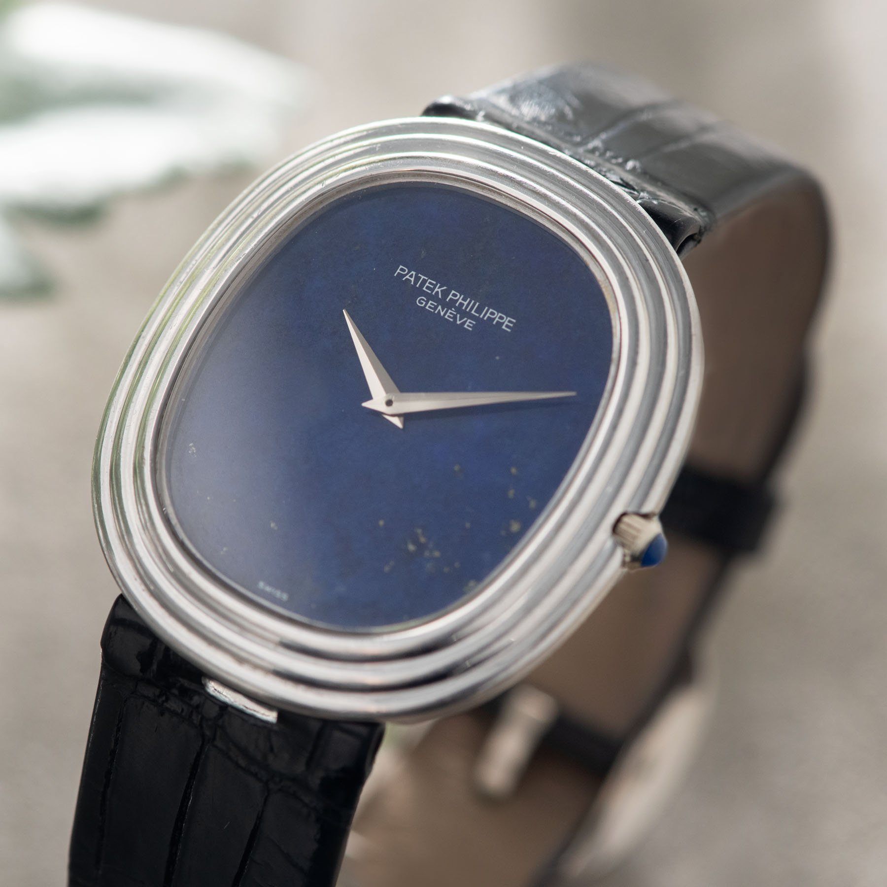 Patek Philippe Ellipse White Gold Lapis Dial Ref 3634