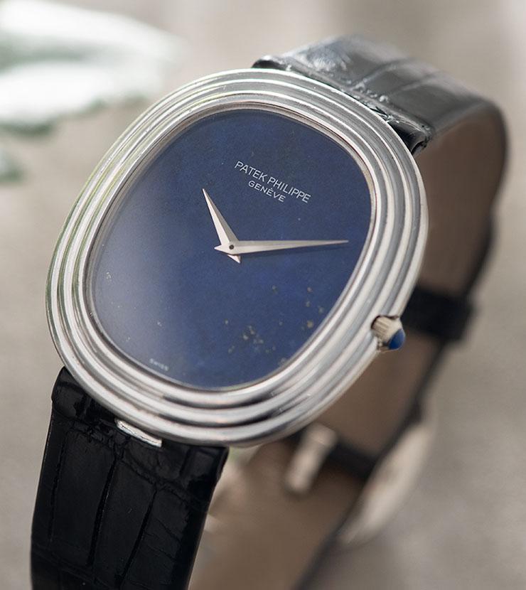 Patek Philippe Ellipse White Gold Lapis Dial Ref 3634