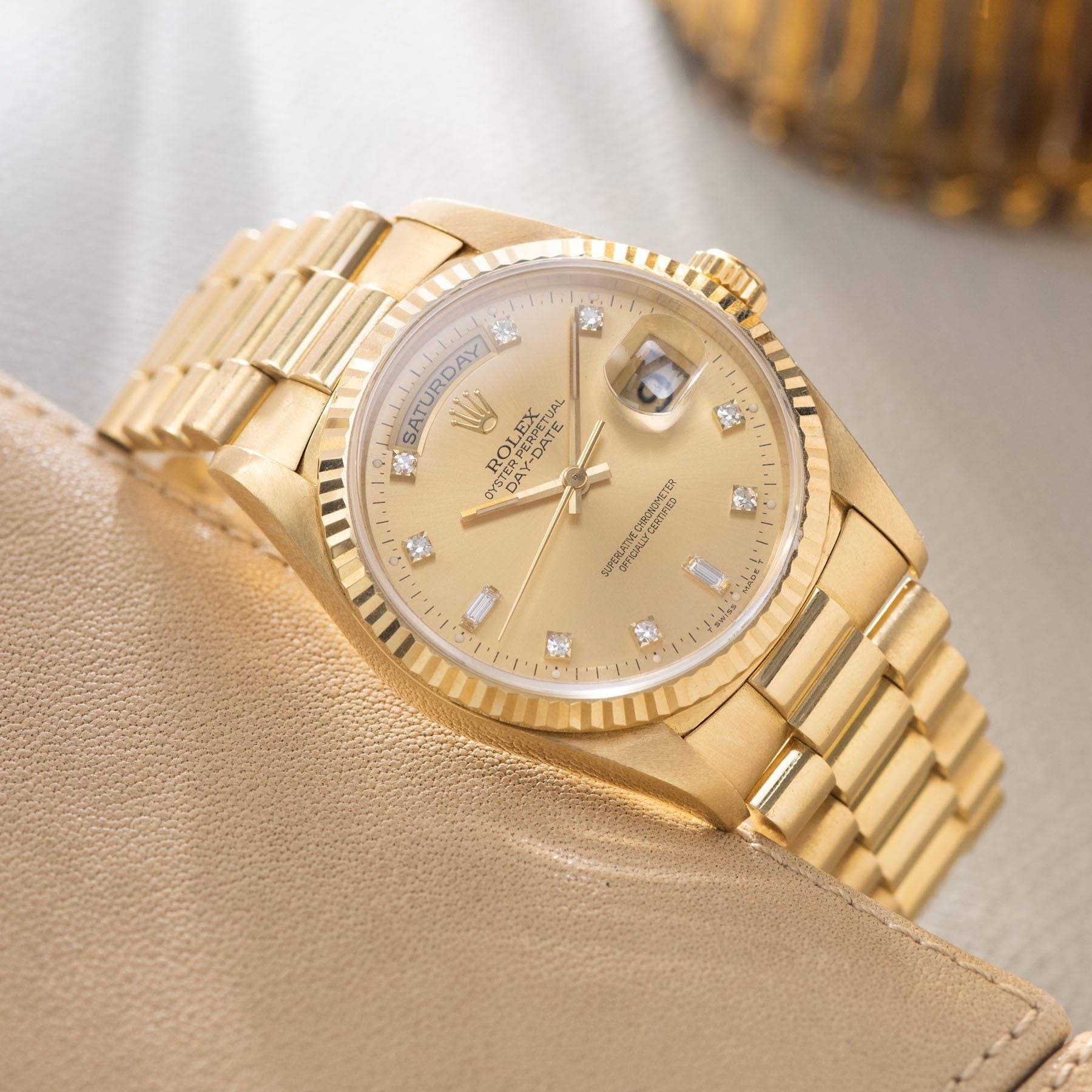 Rolex Day-Date Champagne Dial Diamond Hours 18238