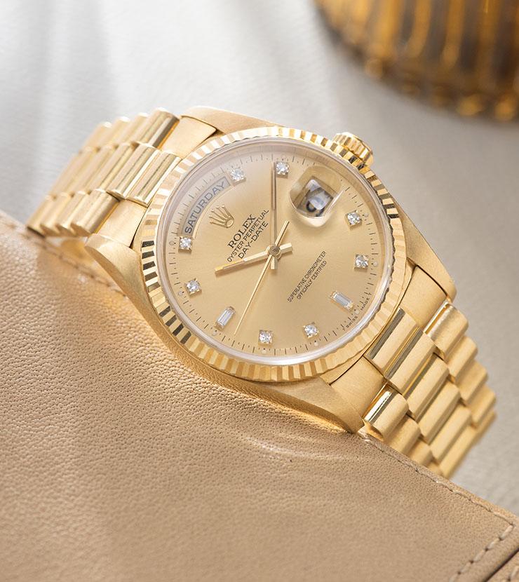 Rolex Day-Date Champagne Dial Diamond Hours 18238