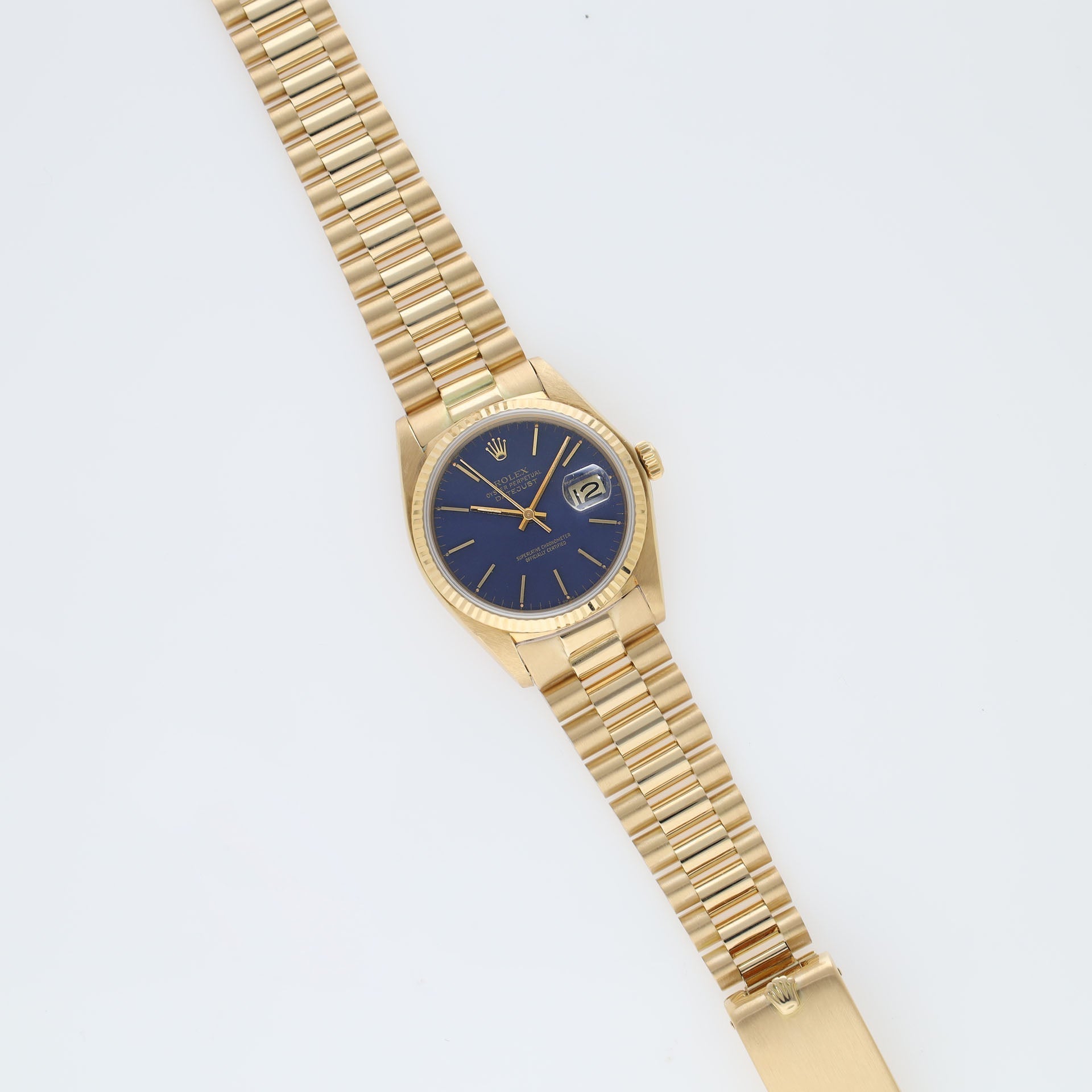 Rolex Datejust 16018 Yellow Gold Blue Dial with Papers