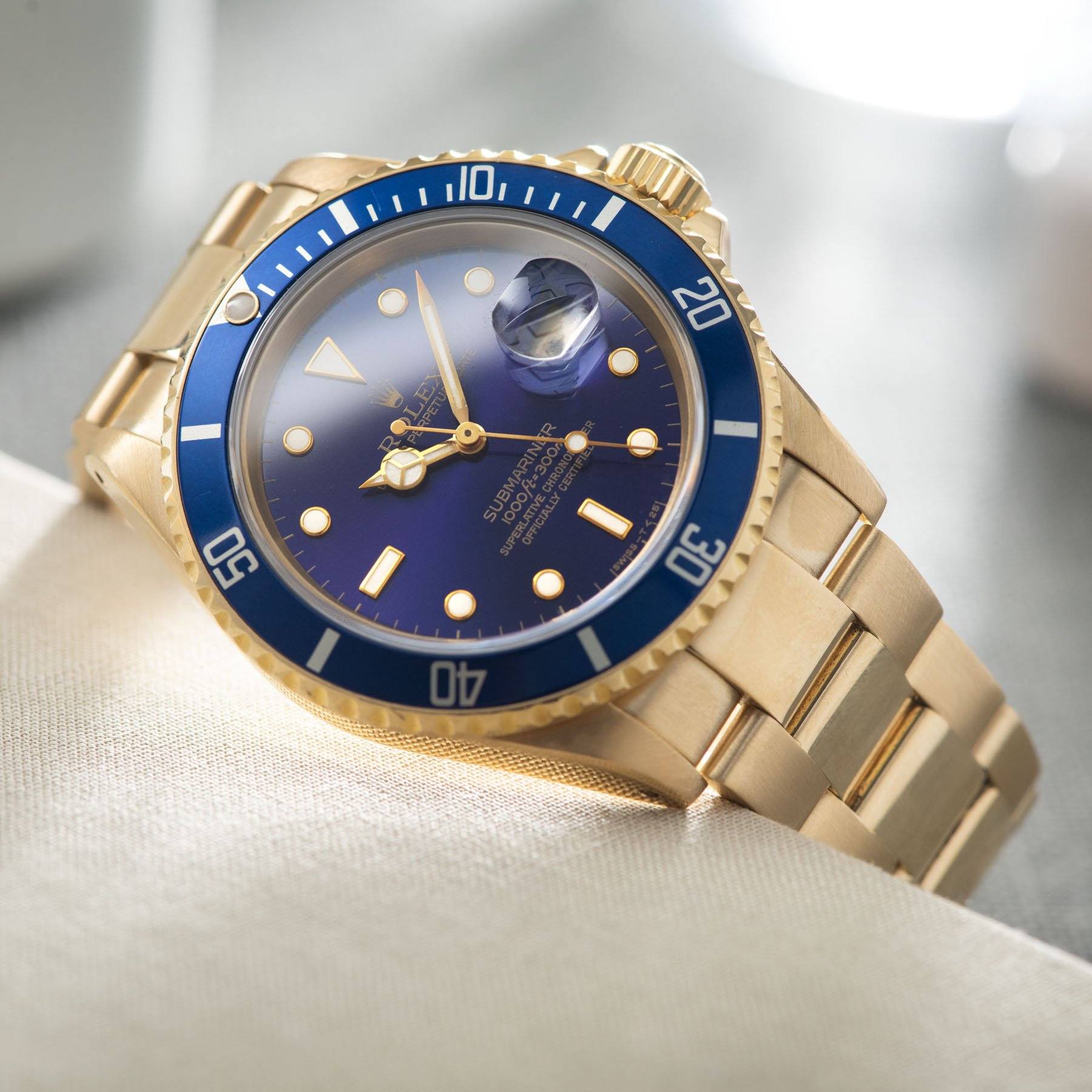 Rolex Submariner Date Purple Dial Yellow Gold 16618