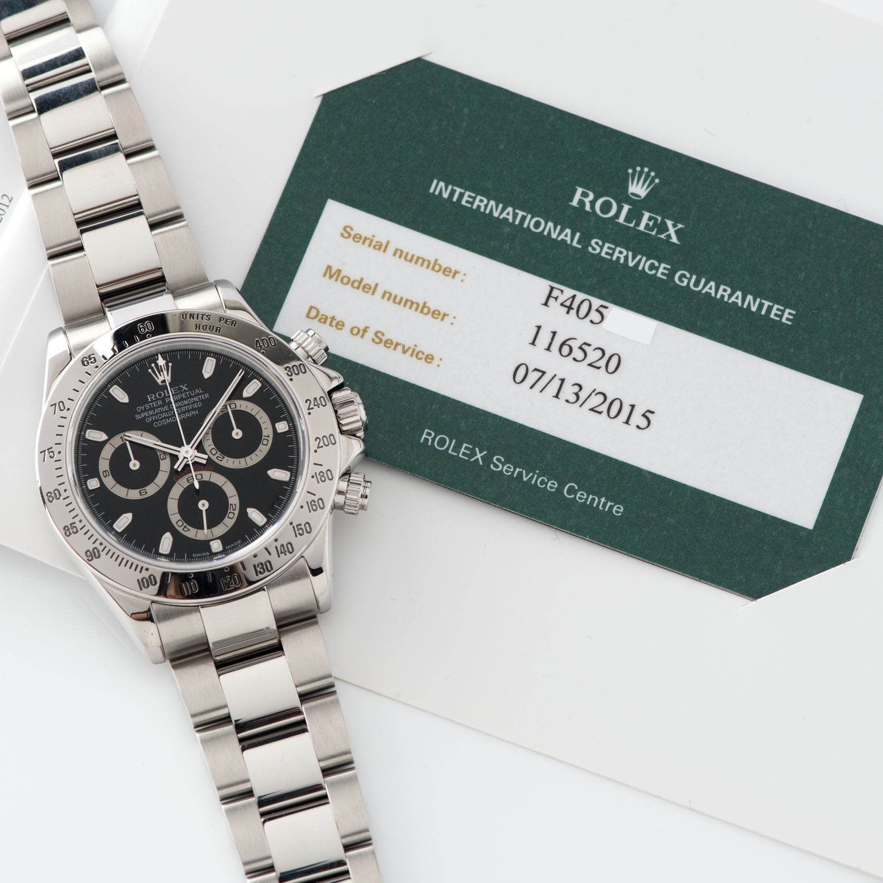 Rolex Daytona Steel 116520 Black Dial Box and Papers set