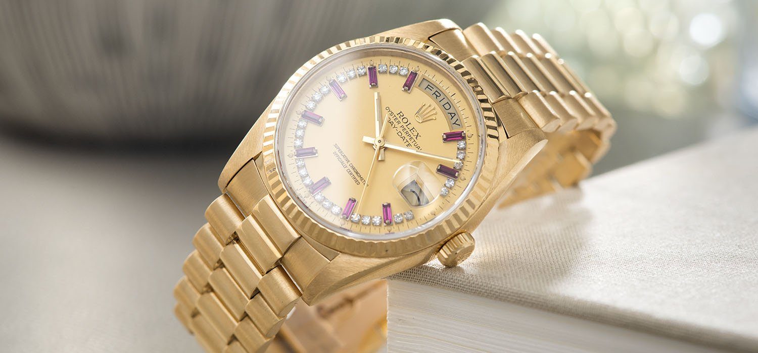 Rolex Day-Date Reference 18238 Ruby Bauguette String Dial