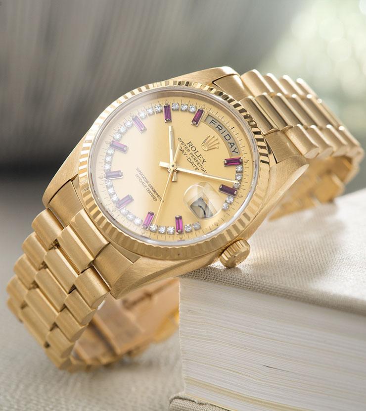 Rolex Day-Date Reference 18238 Ruby Bauguette String Dial