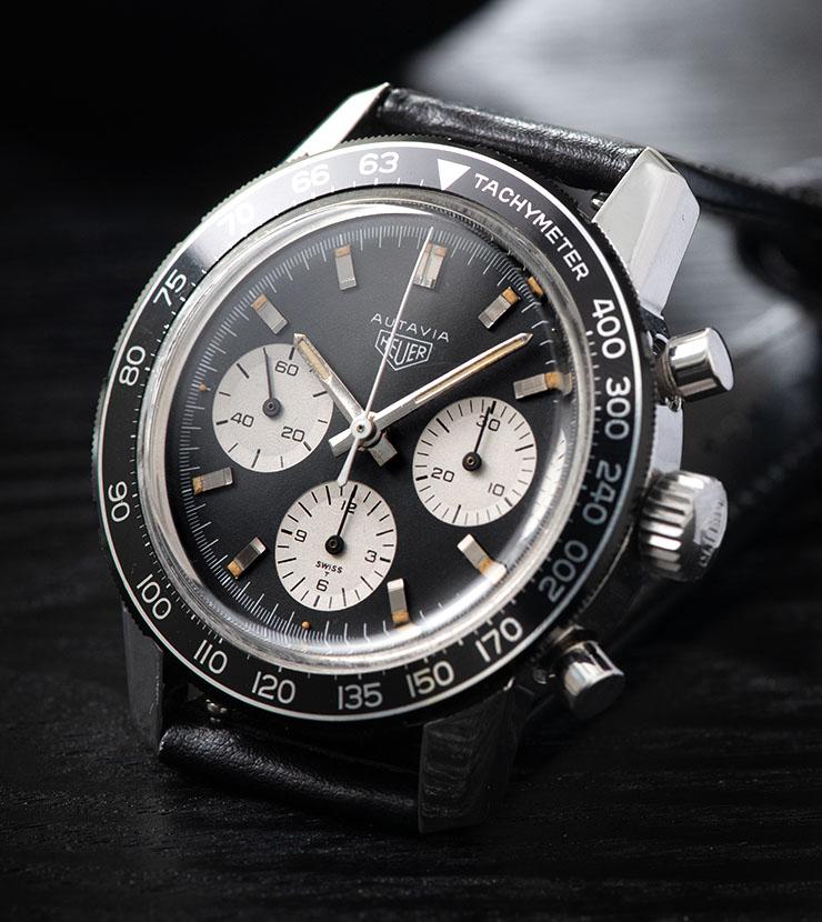 Heuer Autavia 2446C Tachymeter Black Dial