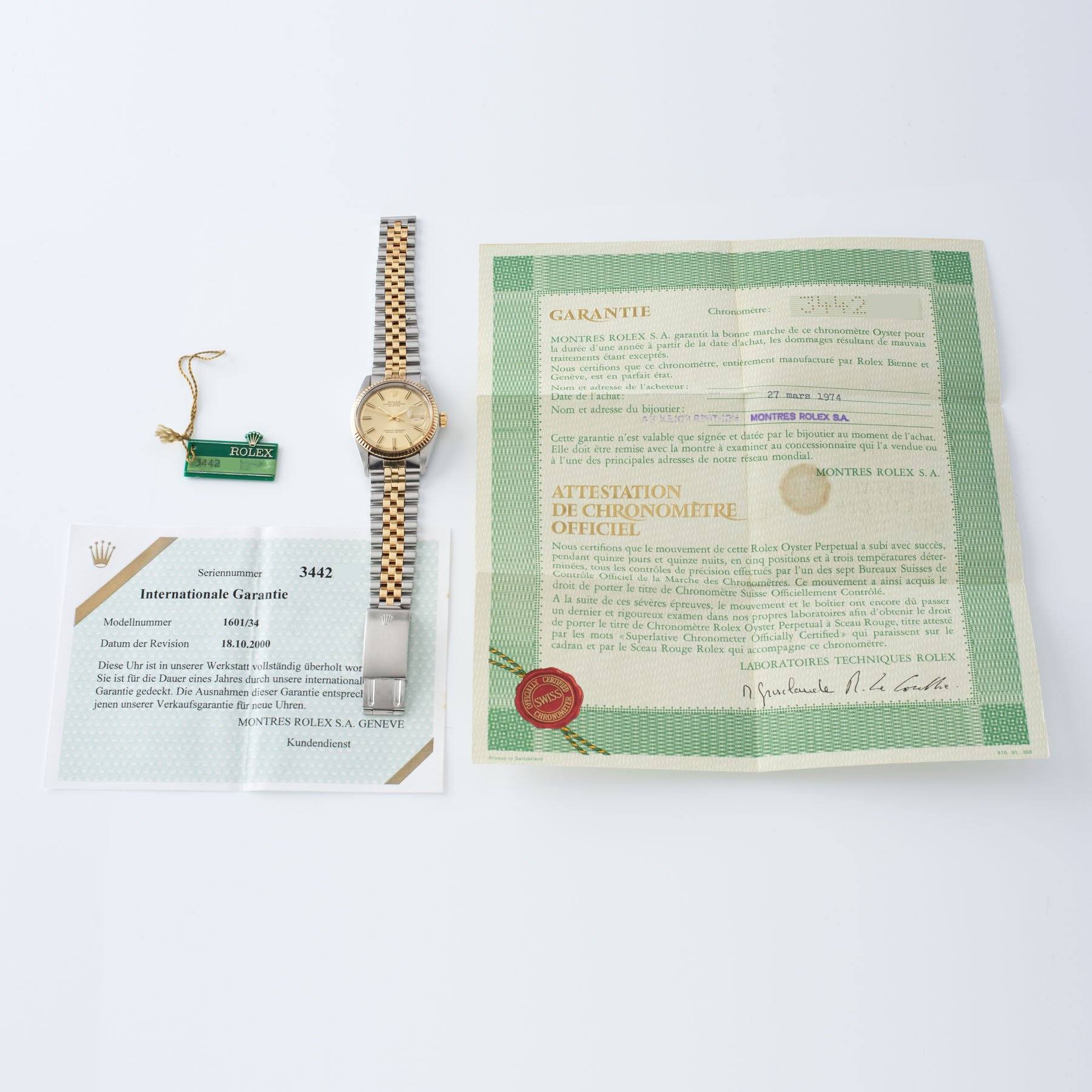 Rolex Datejust Steel and Gold 1601 Champagne Dial With Papers