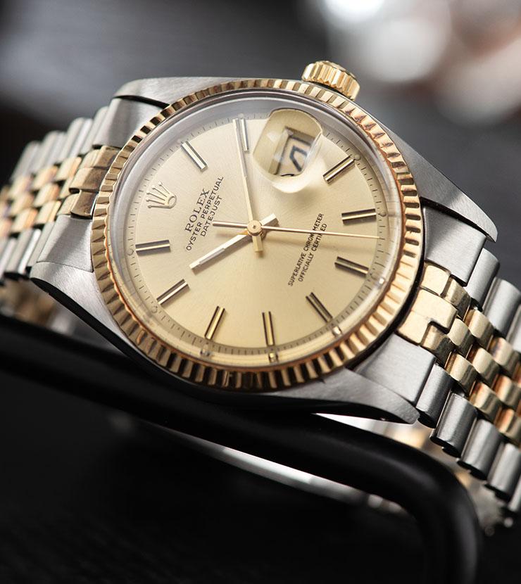 Rolex Datejust Steel and Gold 1601 Champagne Dial With Papers