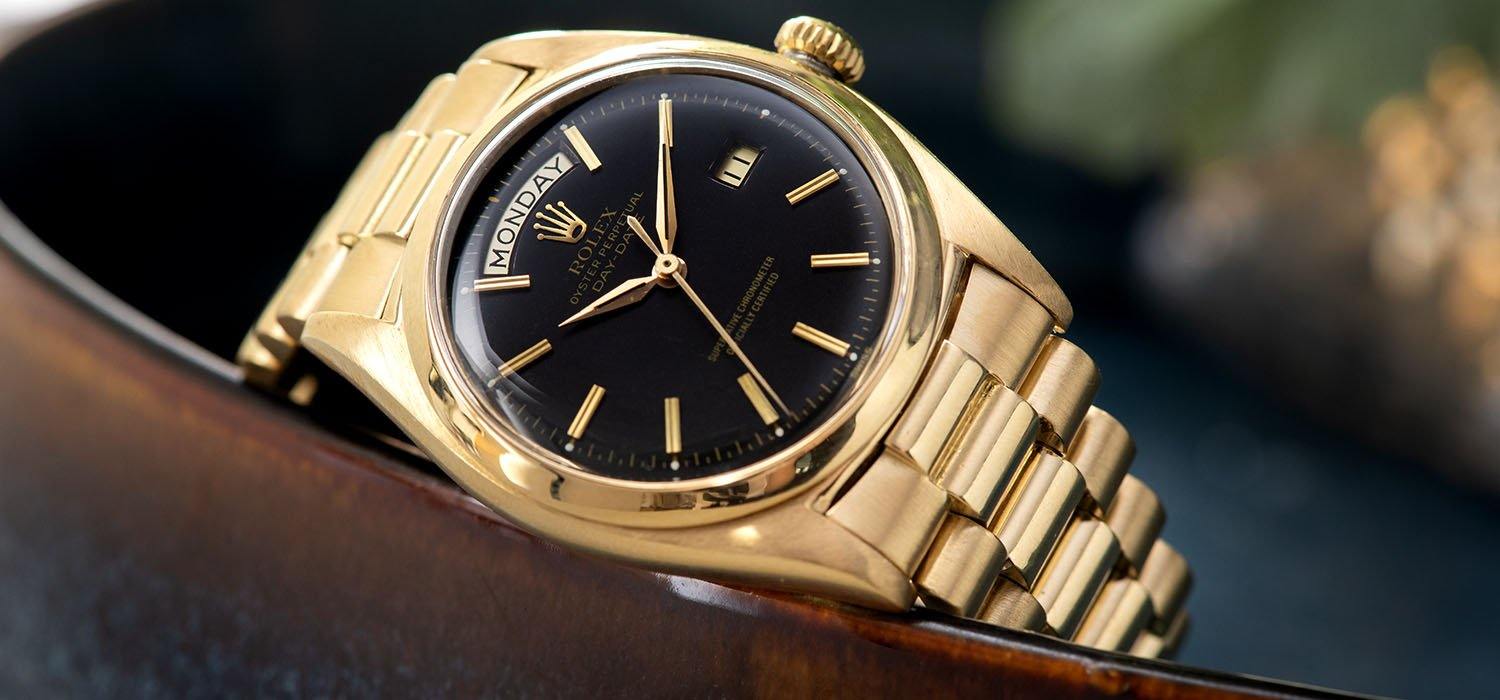 Rolex Day-Date Yellow Gold Black Dial ref 1802