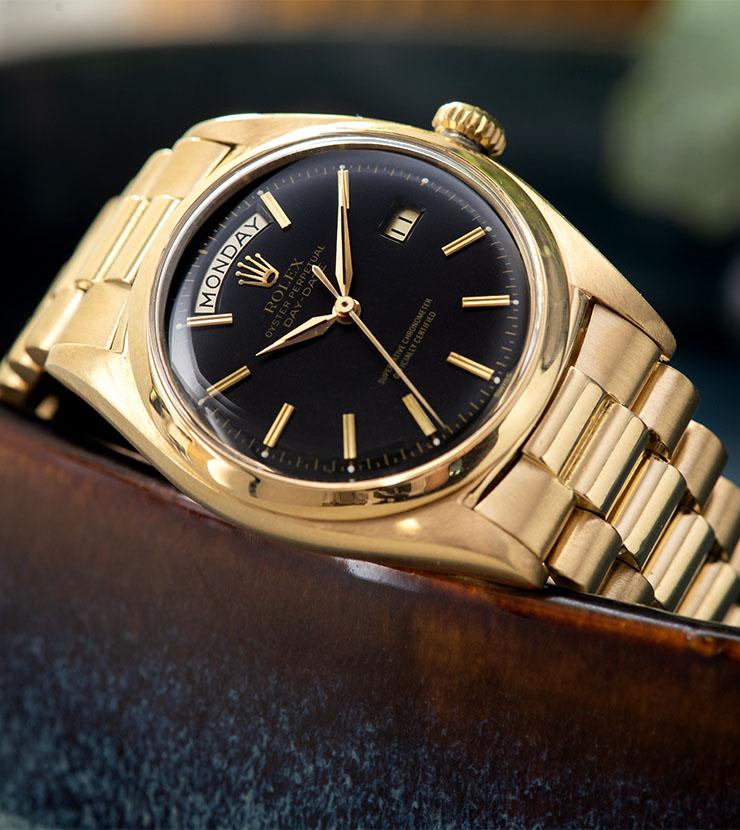 Rolex Day-Date Yellow Gold Black Dial ref 1802