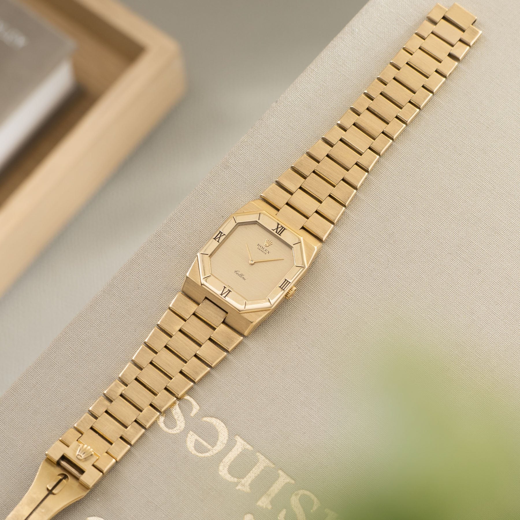 Rolex Cellini Yellow Gold Integrated Bracelet Reference 4350