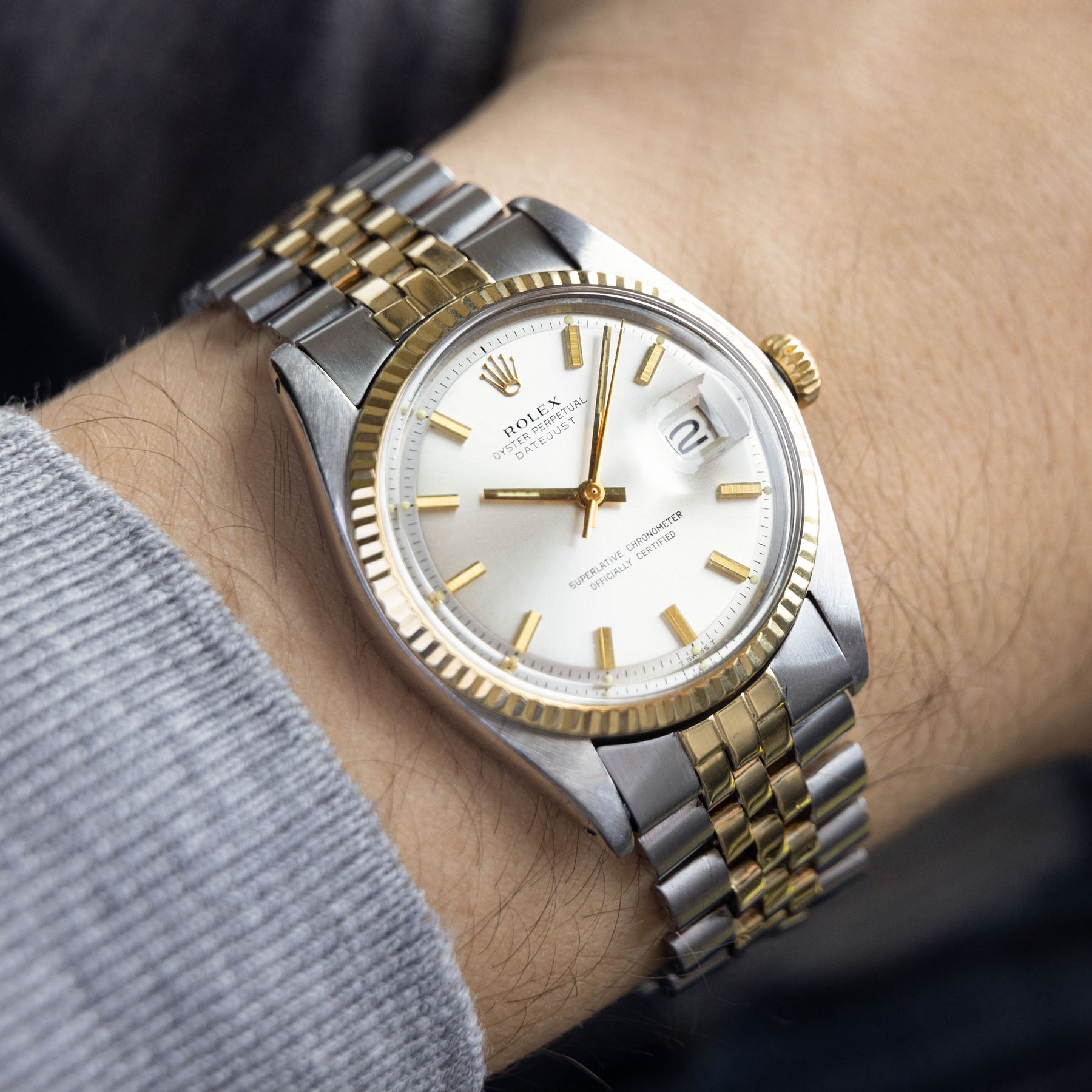 Rolex Datejust Steel and Gold 1601 Silver Dial