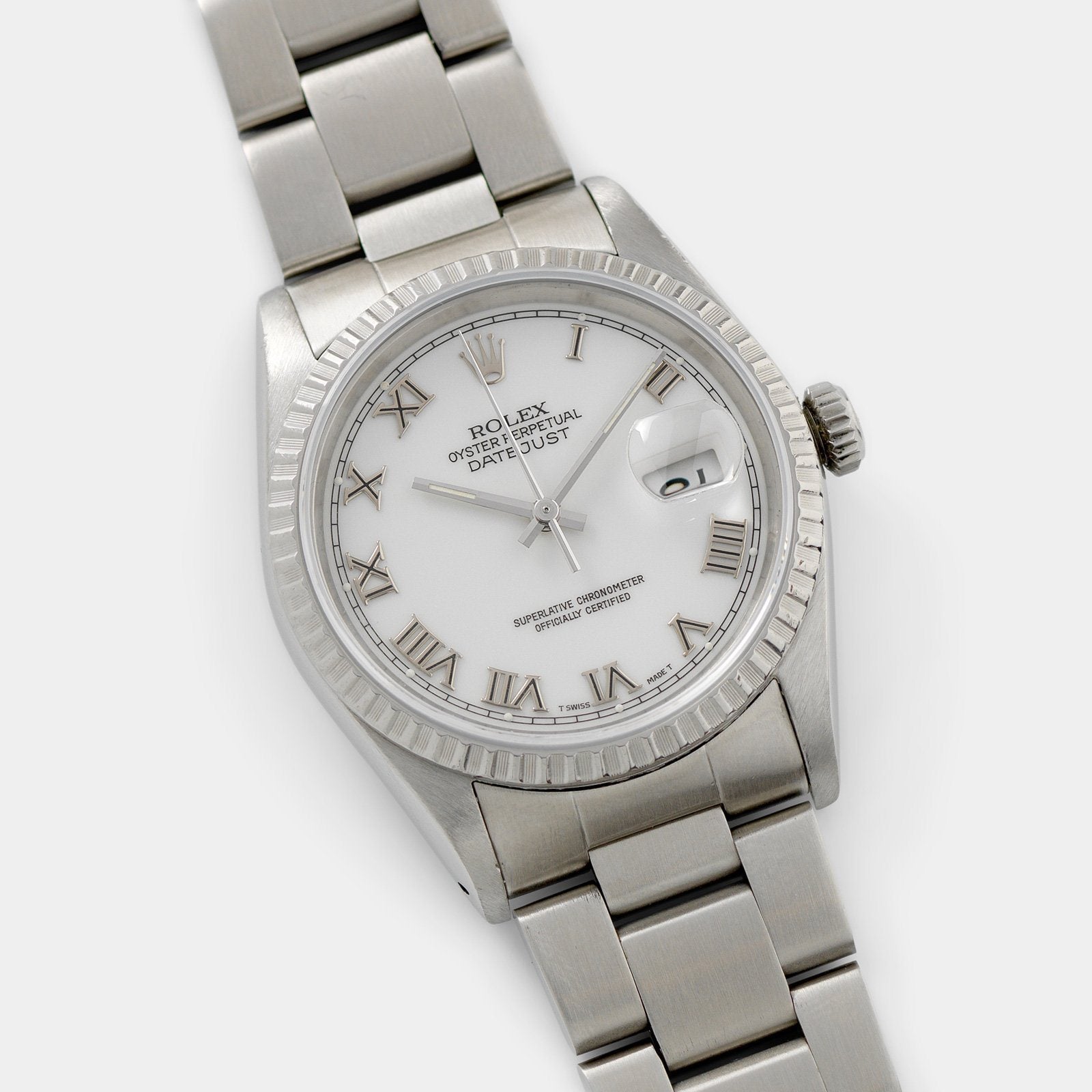 Rolex Datejust White Porcelain Dial Reference 16220