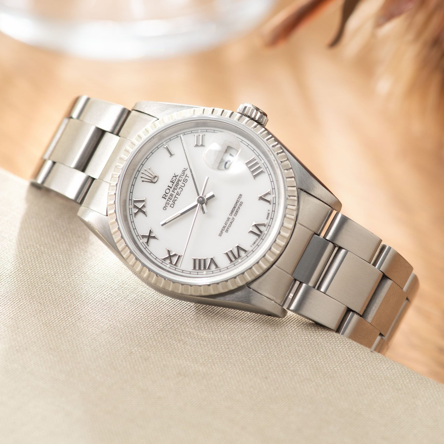 Rolex Datejust White Porcelain Dial Reference 16220