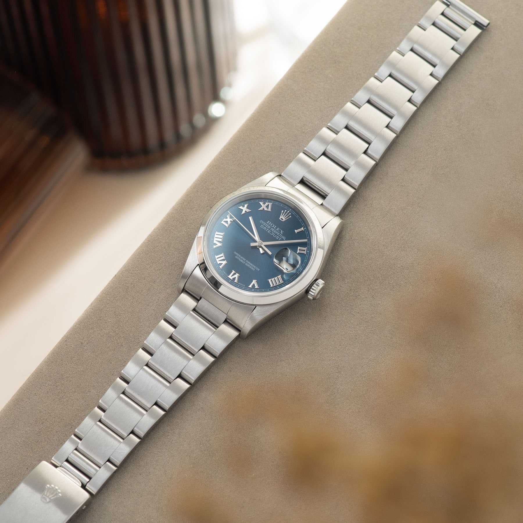 Rolex Datejust Blue Applied Roman Dial 16200