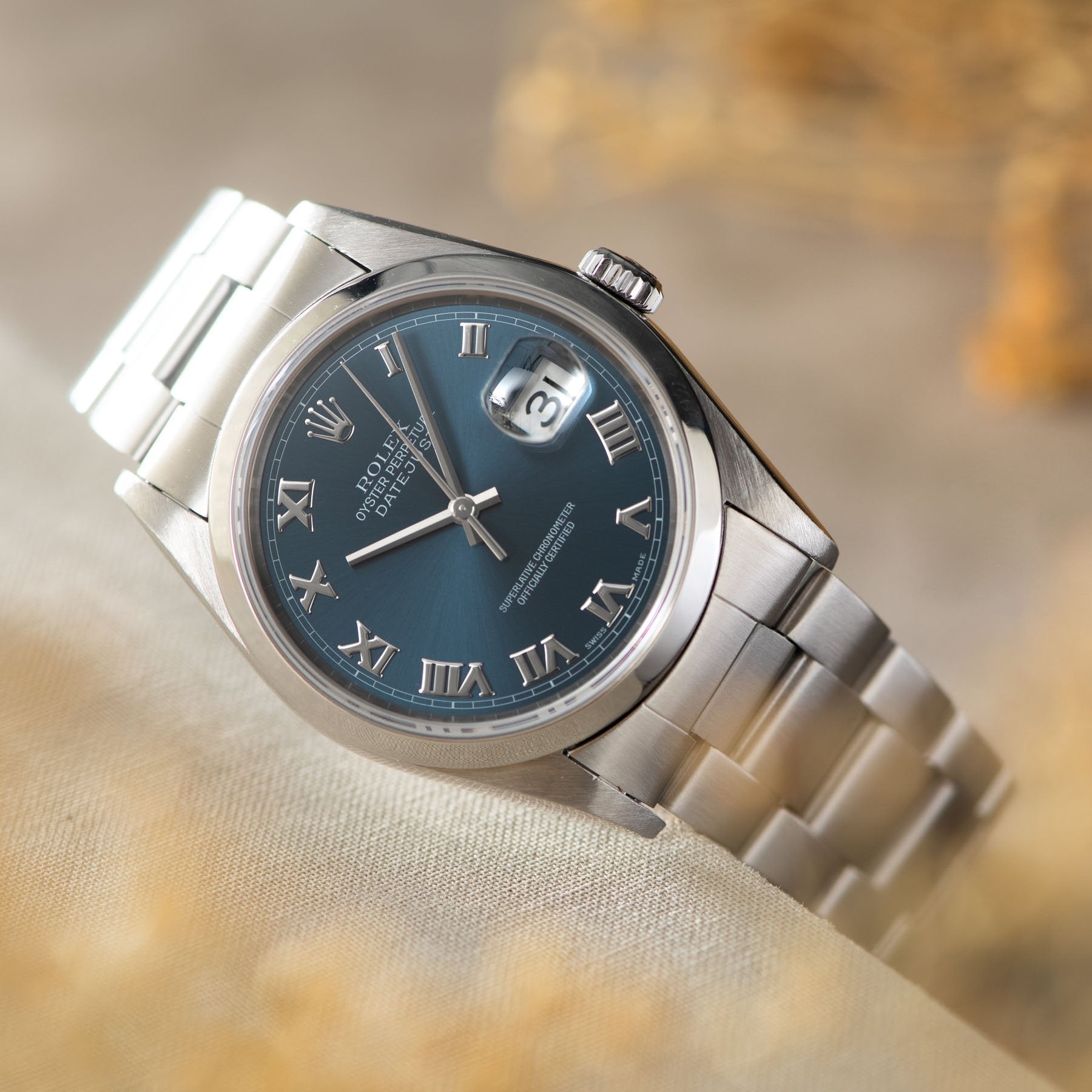 Rolex Datejust Blue Applied Roman Dial 16200