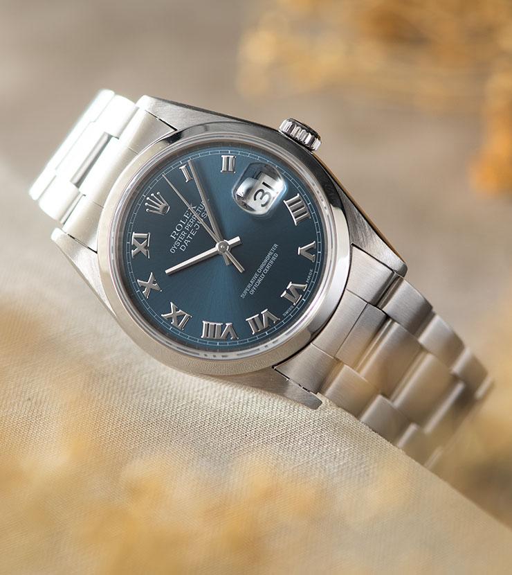 Rolex Datejust Blue Applied Roman Dial 16200