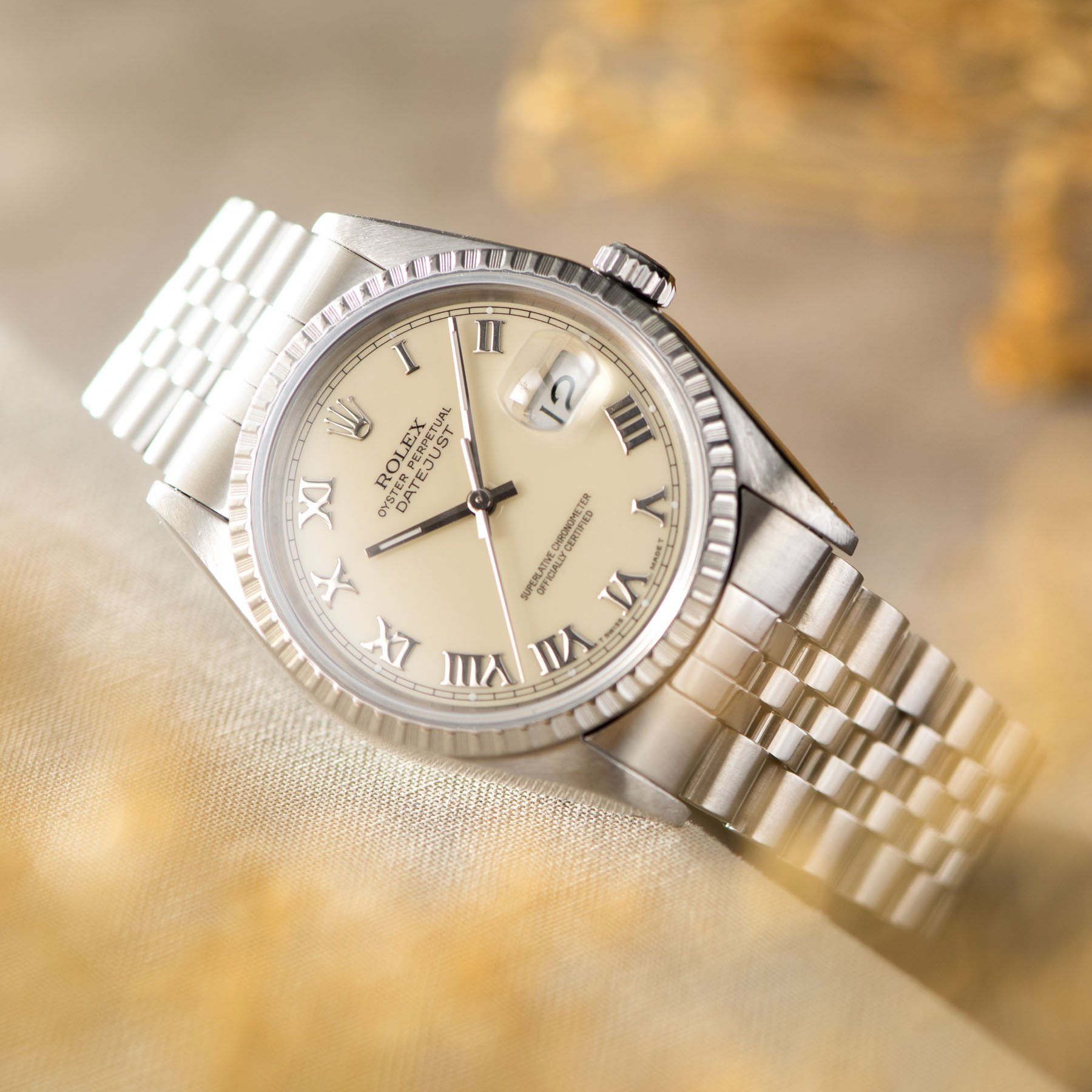 Rolex Datejust Cream Applied Roman Dial Reference 16220