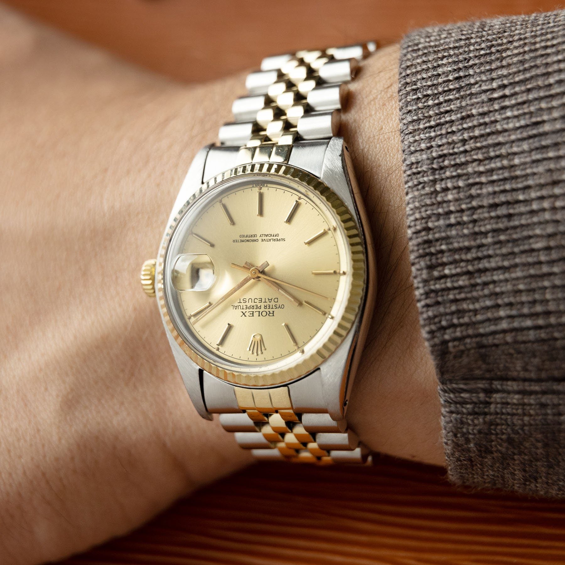 Rolex Datejust Steel and Gold 16013 Champagne Dial