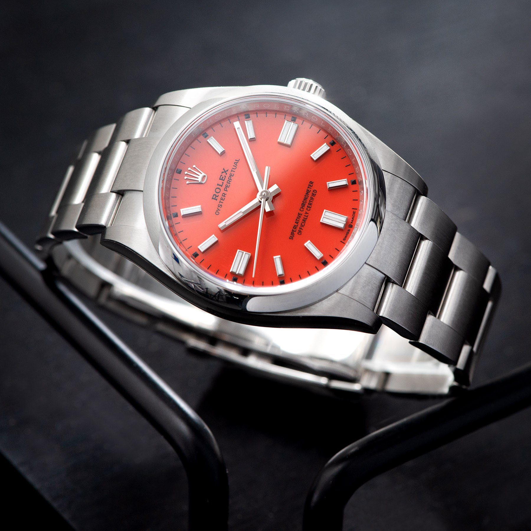 Rolex Oyster Perpetual Ref 126000 Coral Red Stella Dial