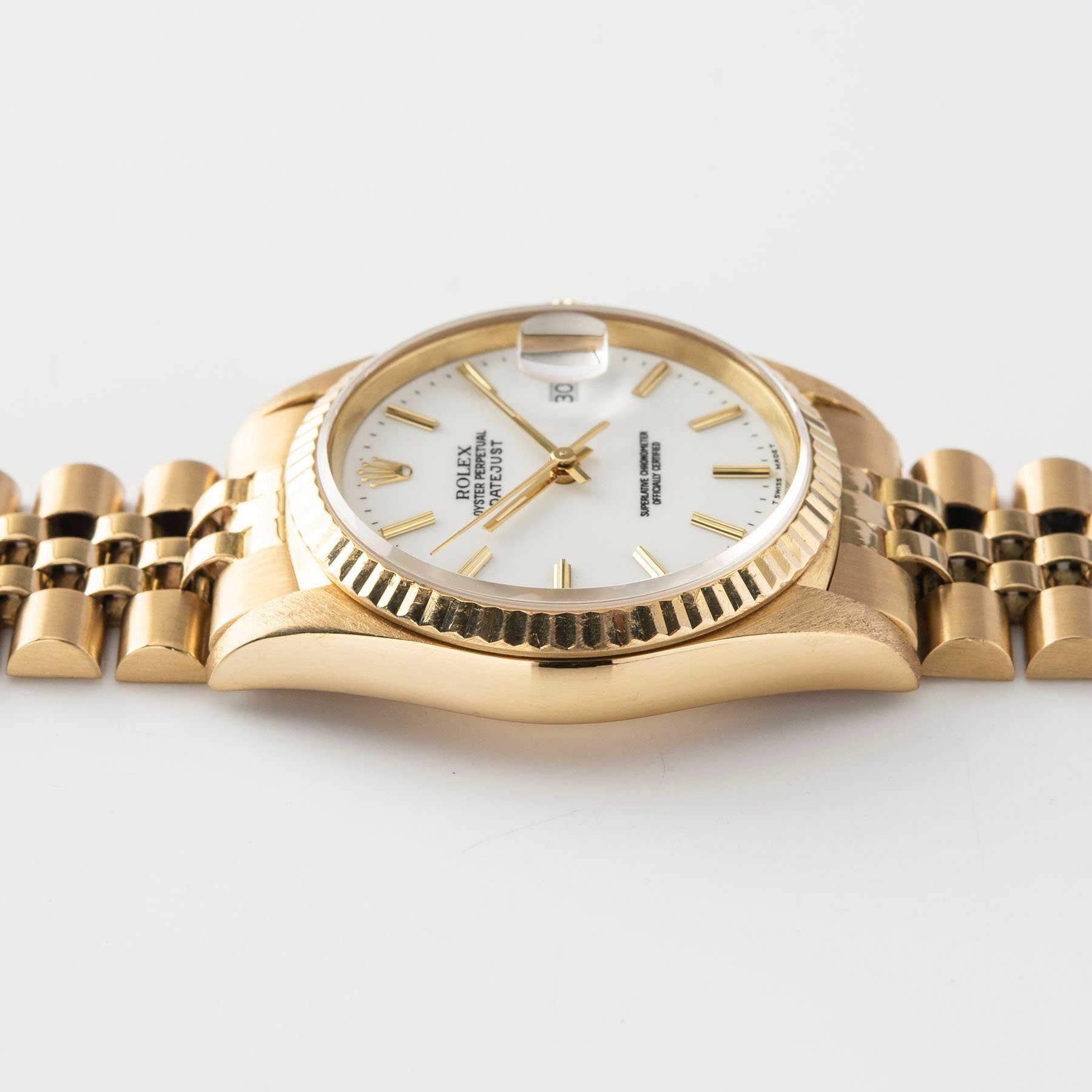 Rolex Datejust Yellow Gold with White Porcelain Dial 16238