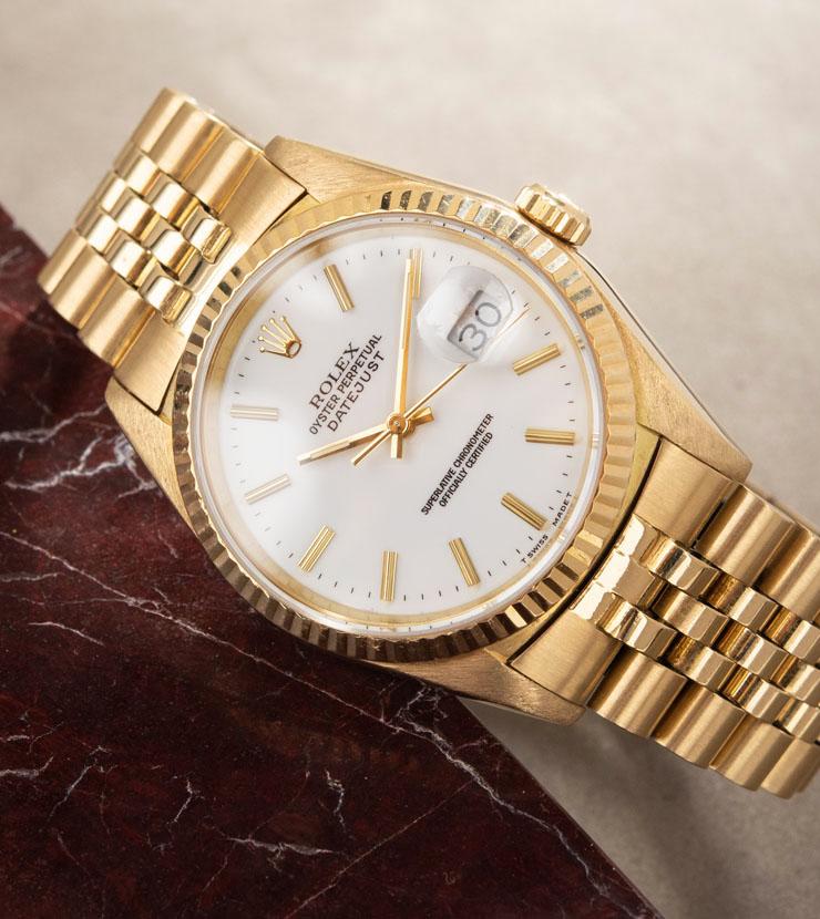 Rolex Datejust Yellow Gold with White Porcelain Dial 16238