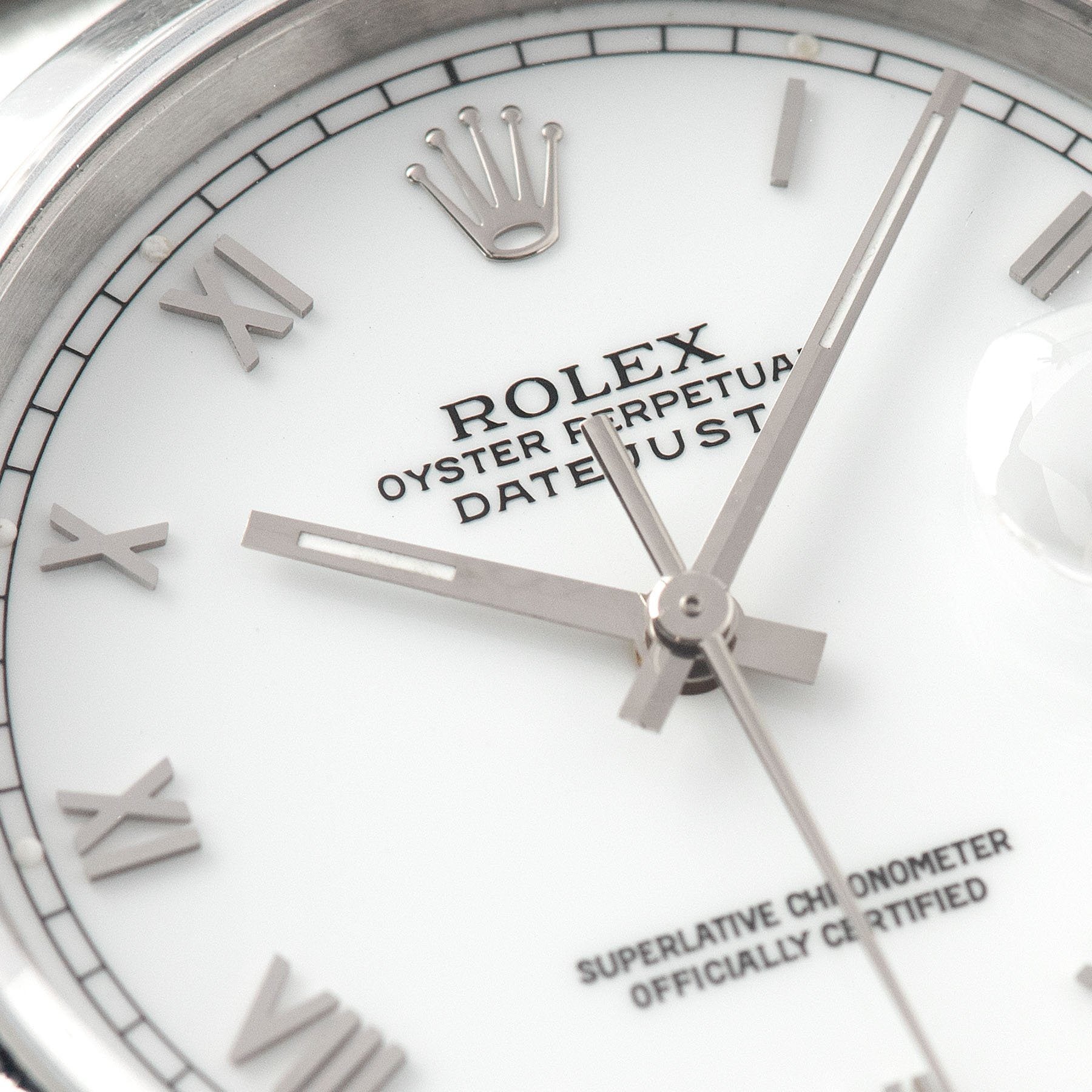 Rolex Datejust White Porcelain Roman Numerals Dial 16200