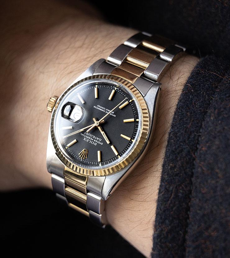 Rolex Datejust Steel and Gold 1601 Black Dial Box and Papers