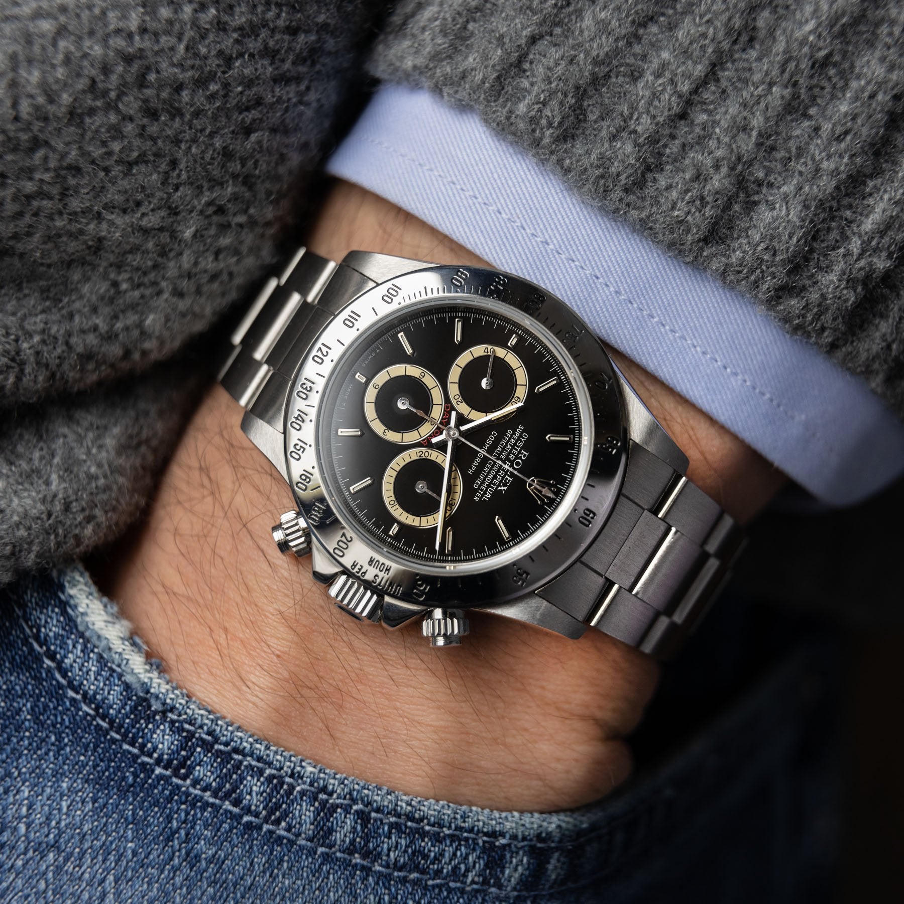 Rolex Daytona Steel 16520 Black Floating Dial Box and Papers