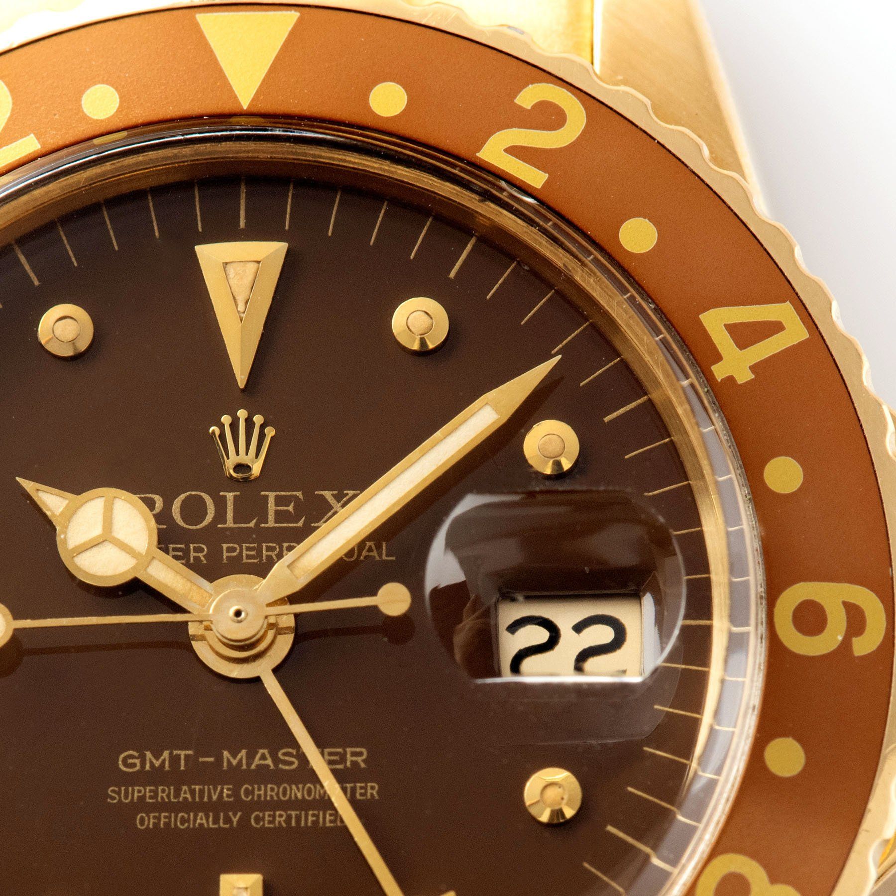 Rolex GMT Master Yellow 1675 Gold Brown Dial