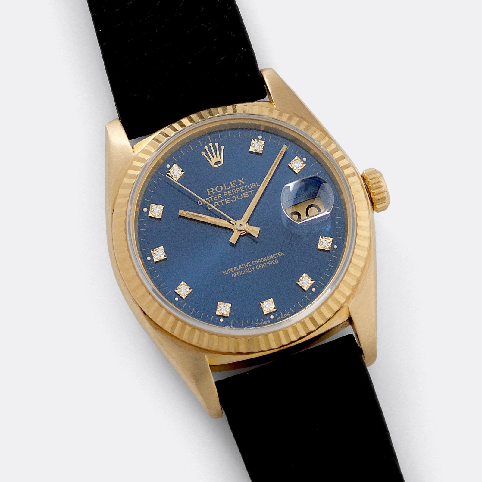 Rolex Datejust Yellow Gold 16018 Blue Diamond Hours Dial