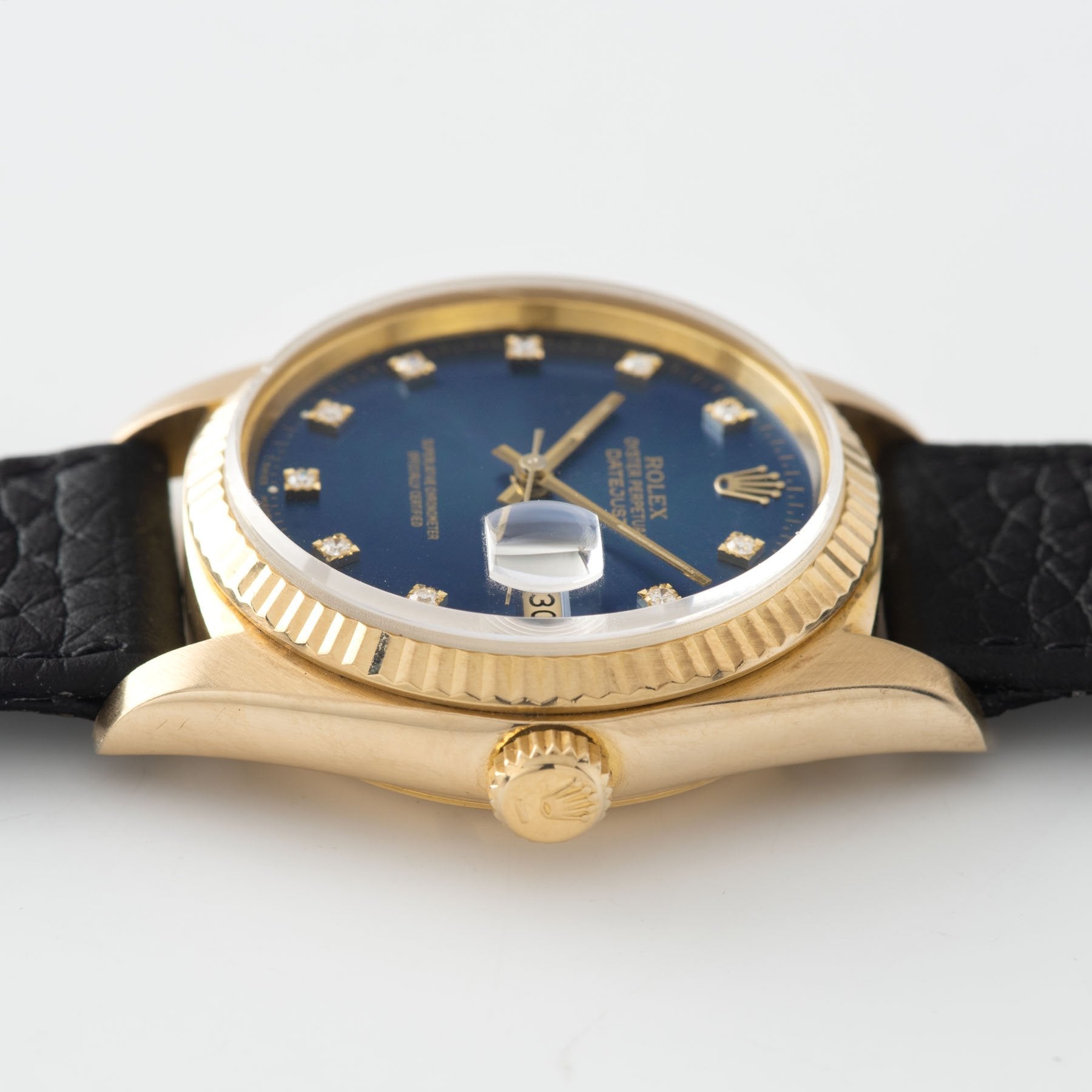 Rolex Datejust Yellow Gold 16018 Blue Diamond Hours Dial