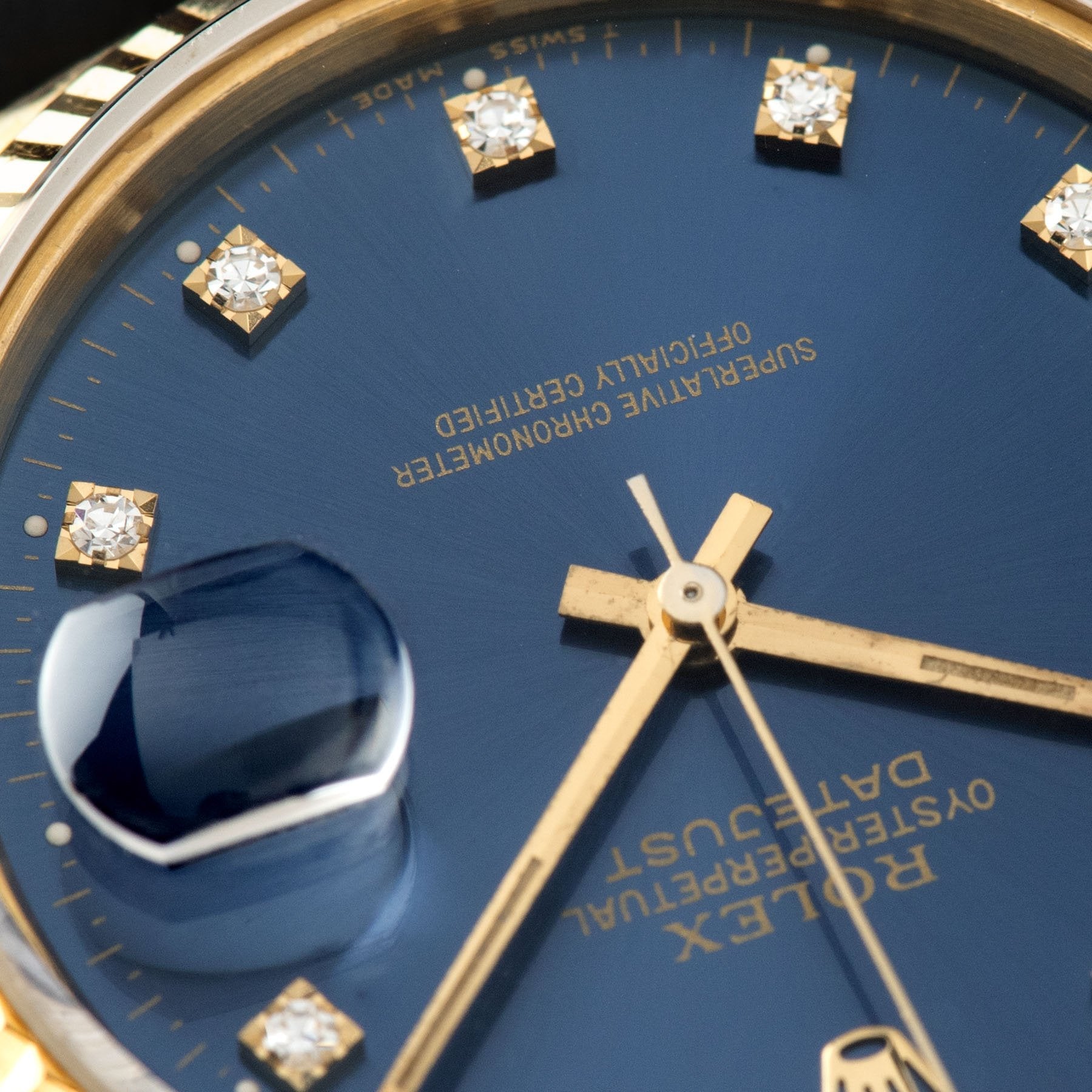 Rolex Datejust Yellow Gold 16018 Blue Diamond Hours Dial