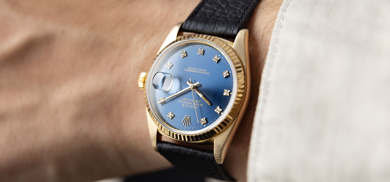 Rolex Datejust Yellow Gold 16018 Blue Diamond Hours Dial