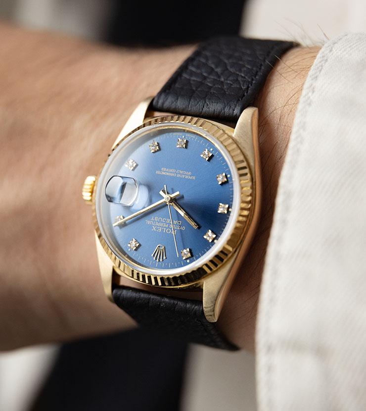 Rolex Datejust Yellow Gold 16018 Blue Diamond Hours Dial