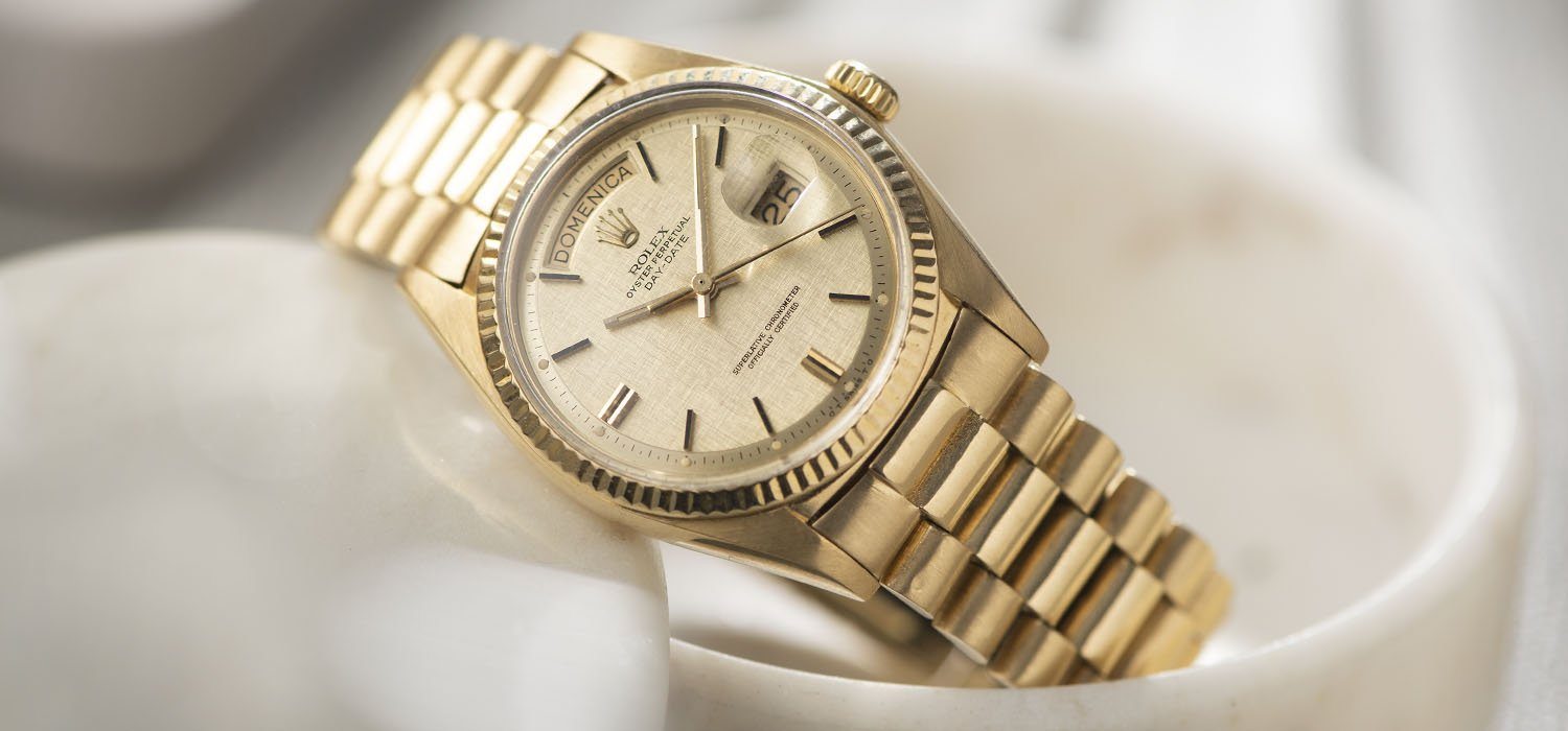 Rolex Day Date Yellow Gold Linen Dial 1803