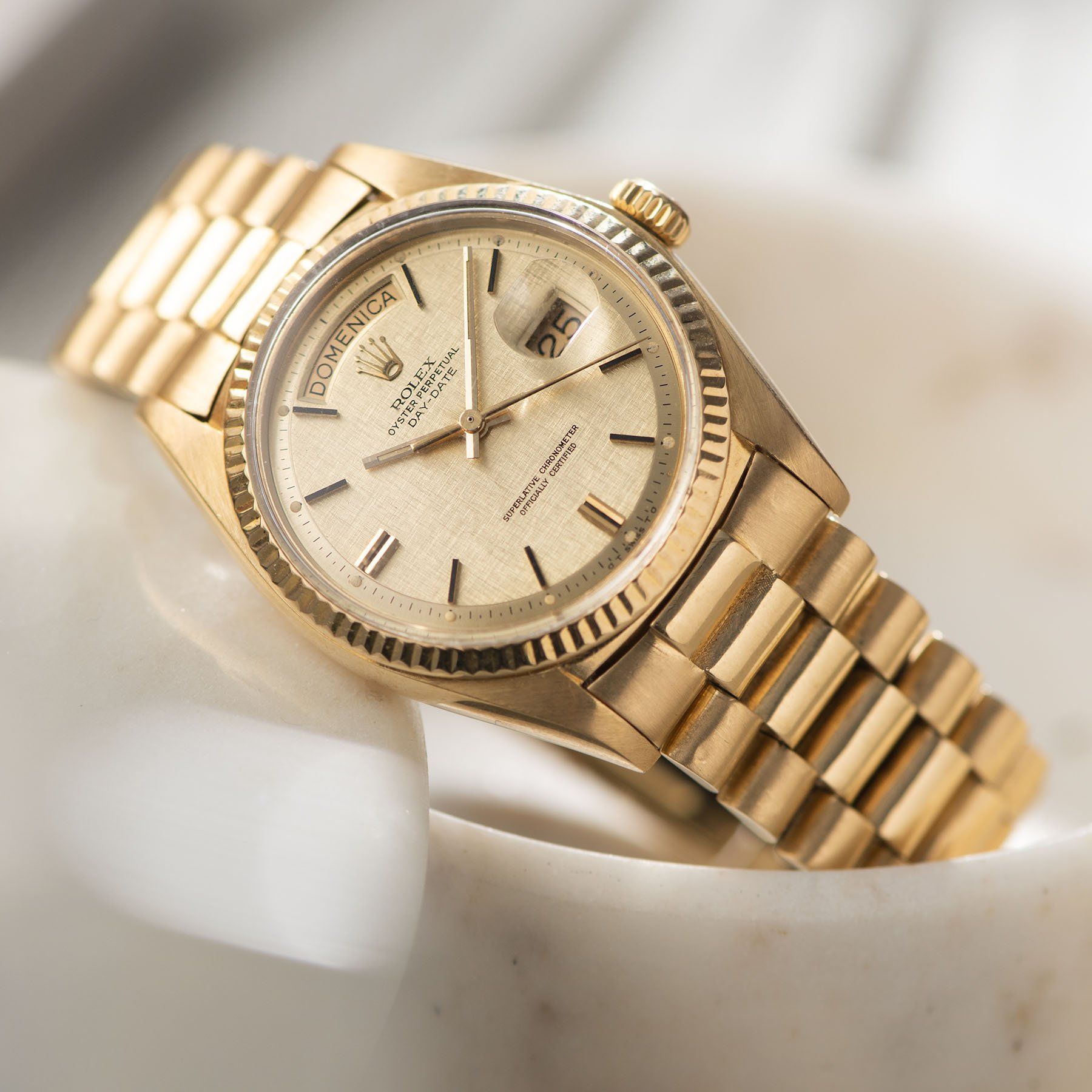 Rolex Day Date Yellow Gold Linen Dial 1803