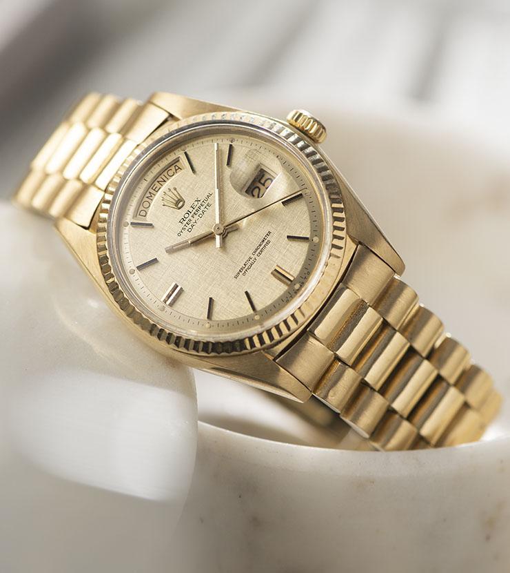 Rolex Day Date Yellow Gold Linen Dial 1803