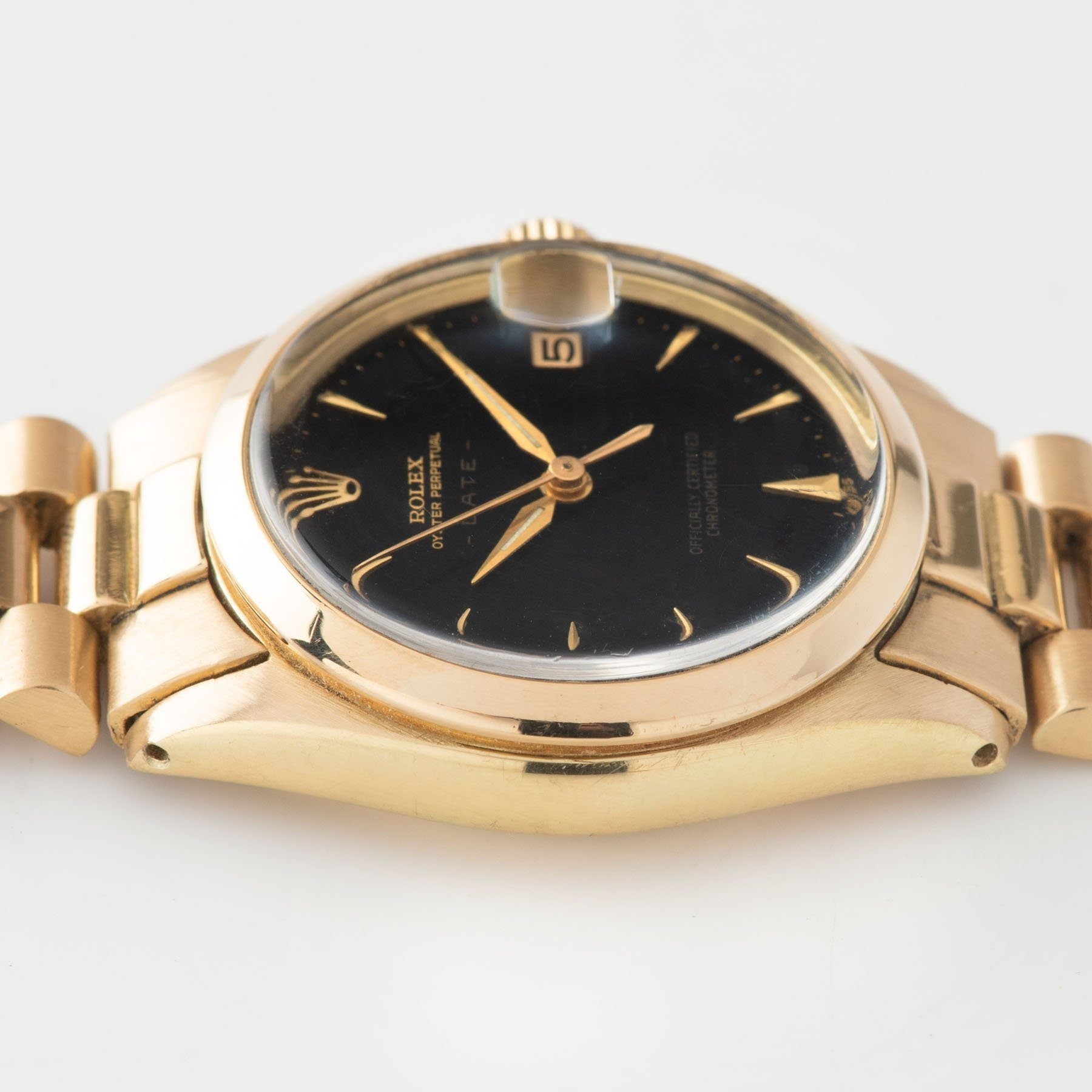 Rolex Oyster Perpetual Date Yellow Gold Gilt Dial 31mm