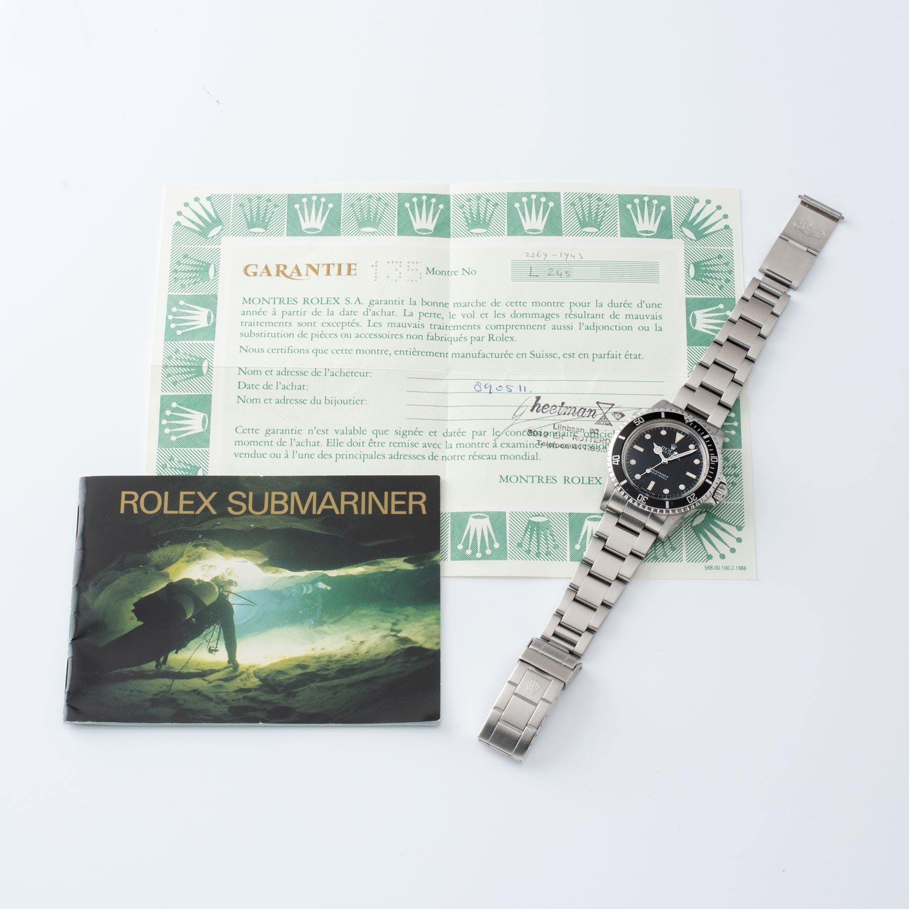 Rolex Submariner 5513 Gloss Dial Box and Papers