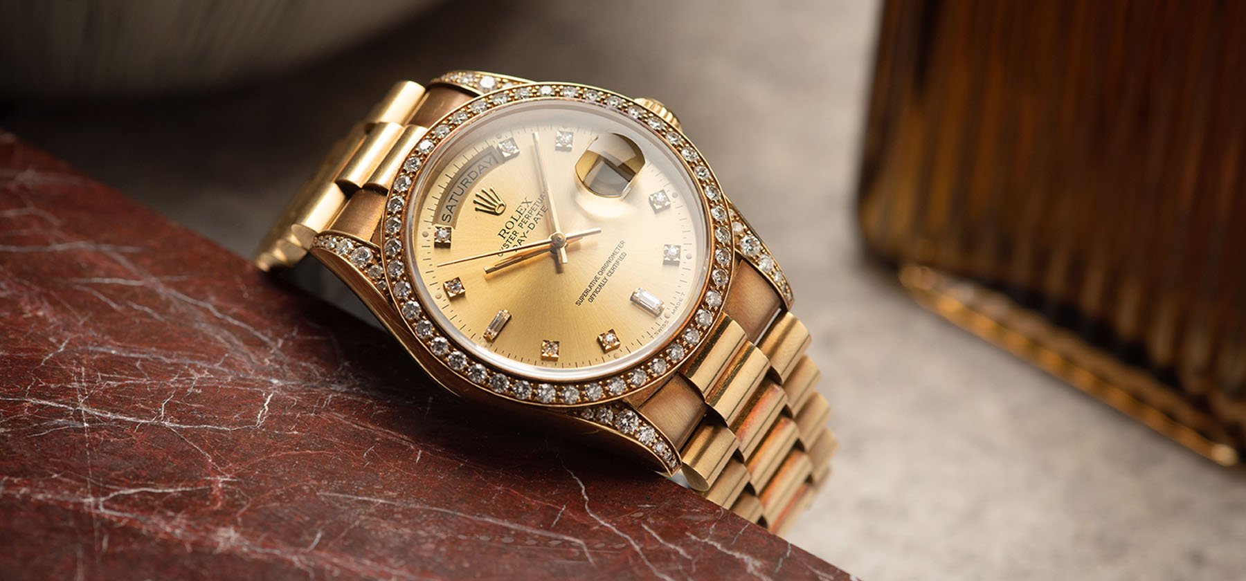 Rolex Day Date 18388 Diamond Bezel and Case with Papers