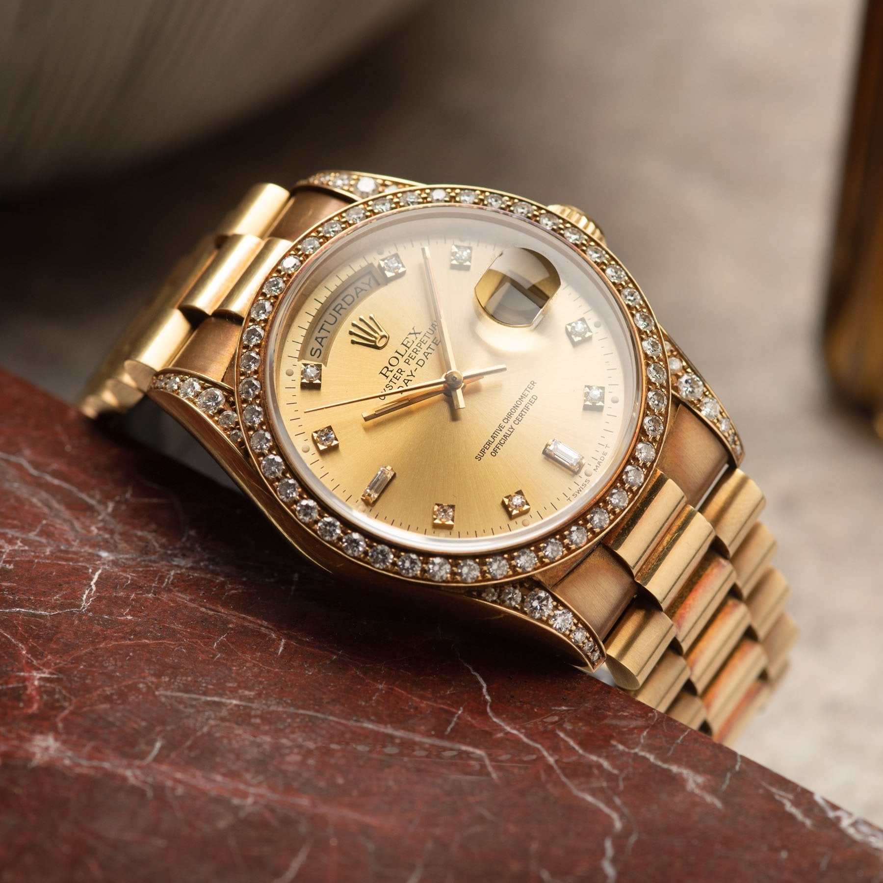 Rolex Day Date 18388 Diamond Bezel and Case with Papers