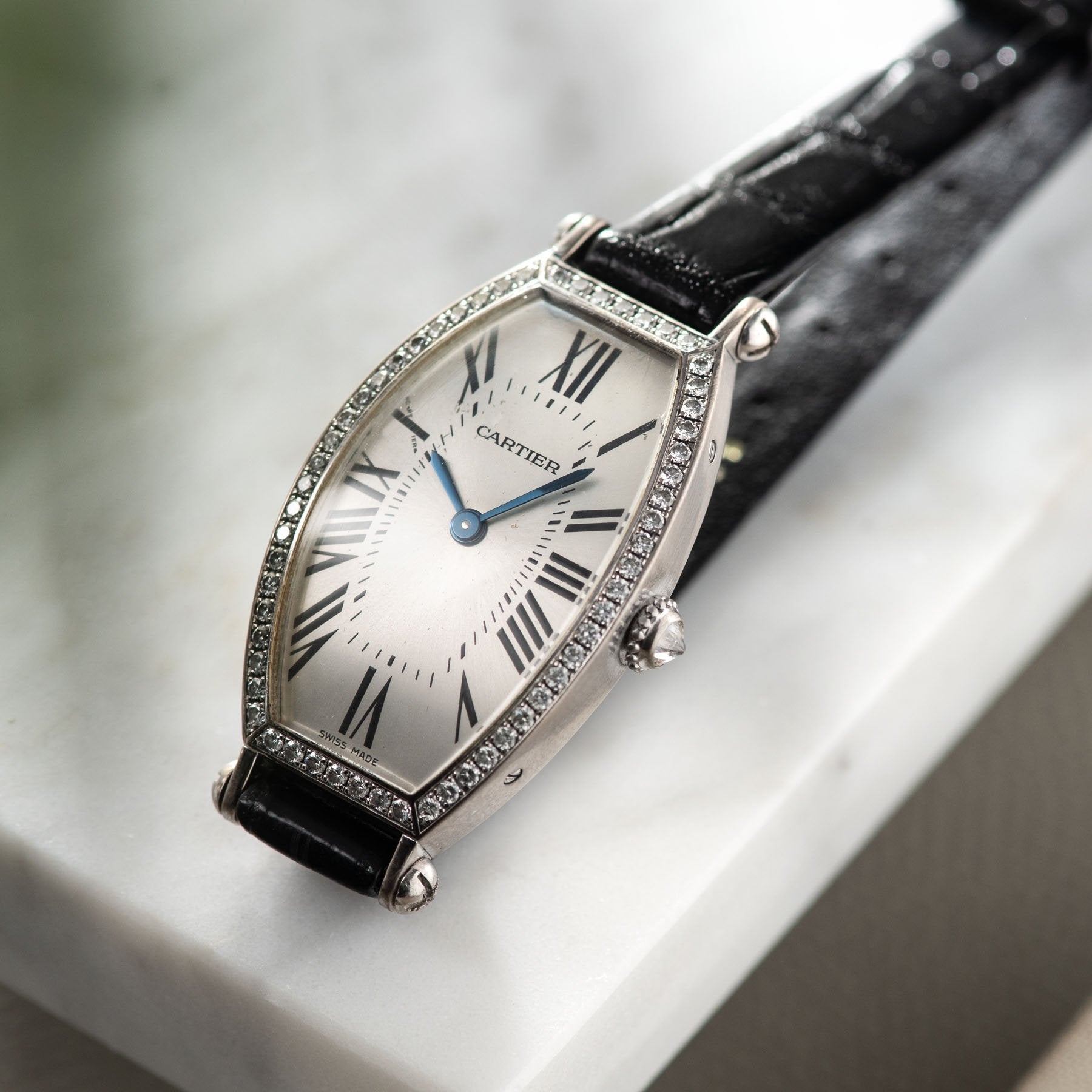 Cartier Tonneau White Gold with Diamonds Reference 2711