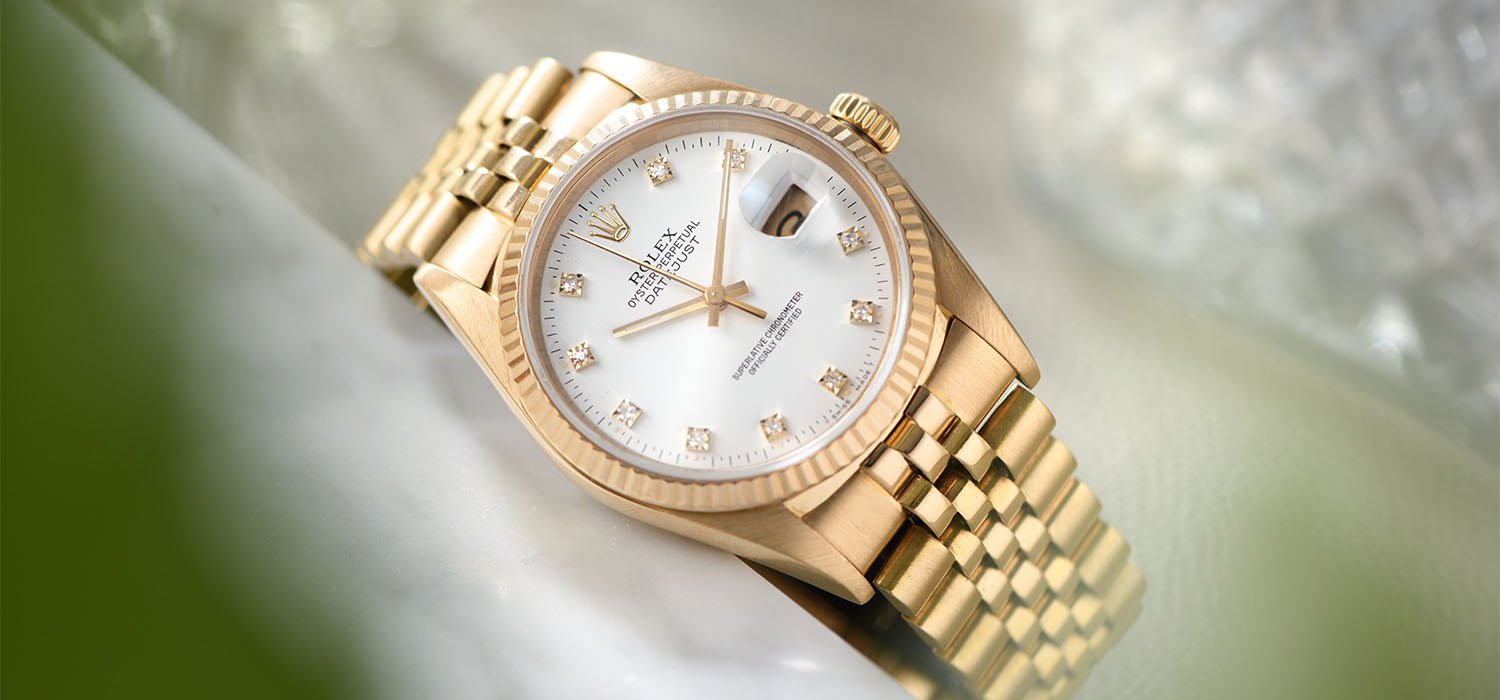 Rolex Datejust Yellow Gold White Diamond Hours Dial 16018