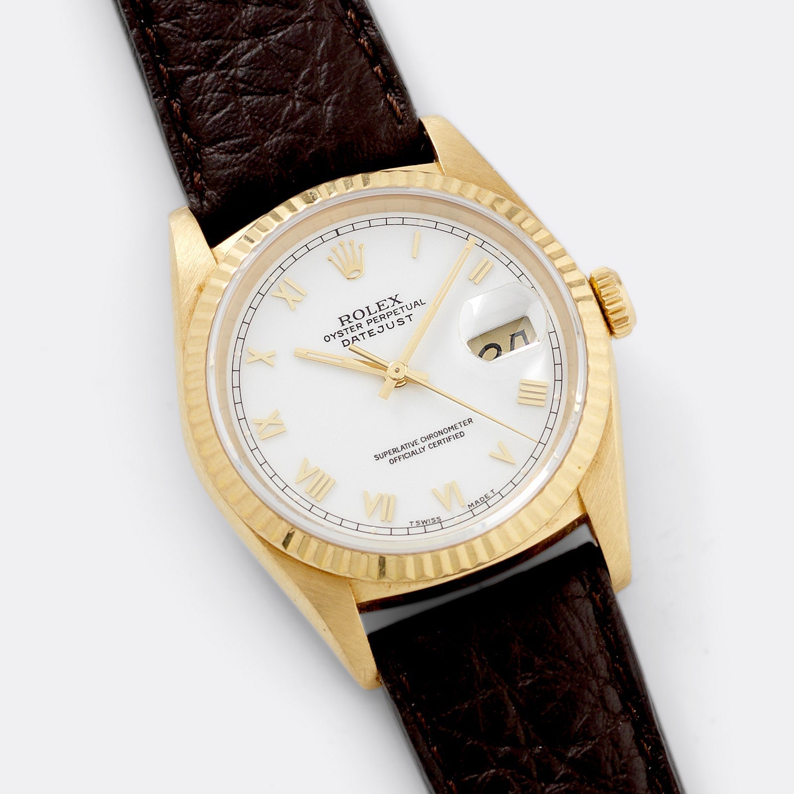 Rolex Datejust Yellow Gold White Dial 16238